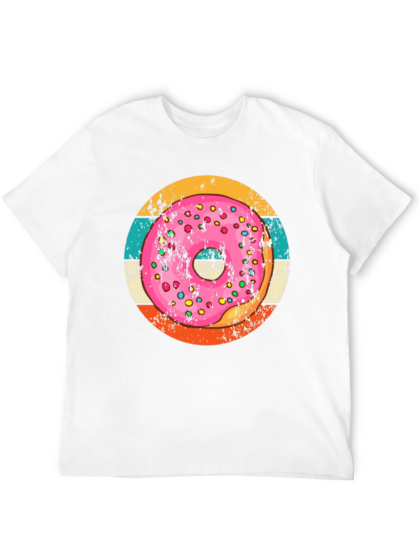 Retro Donut Graphic Tee - Unisex Black Cotton T-Shirt