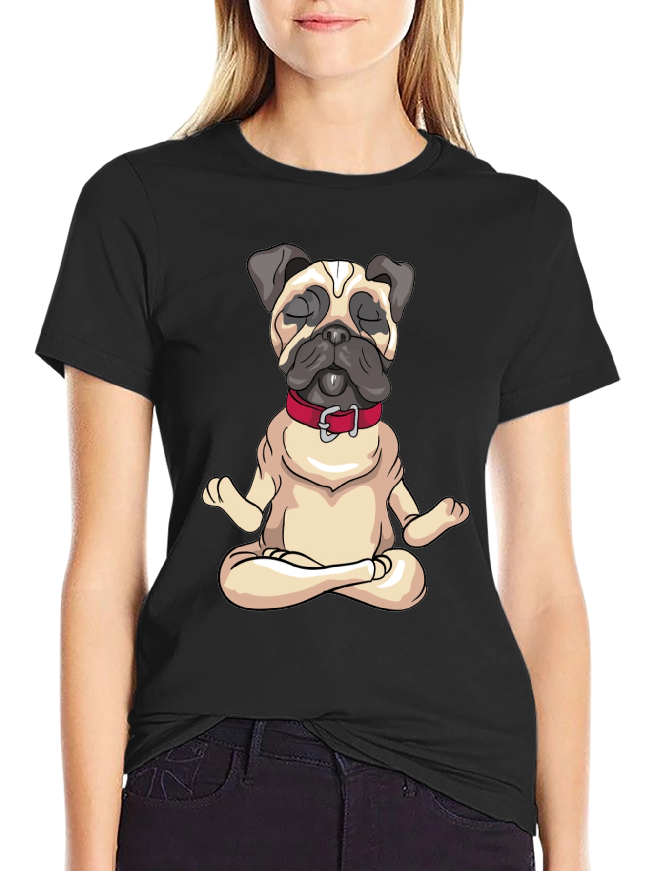 Zen Pug Black T-Shirt - Meditating Dog Graphic Tee