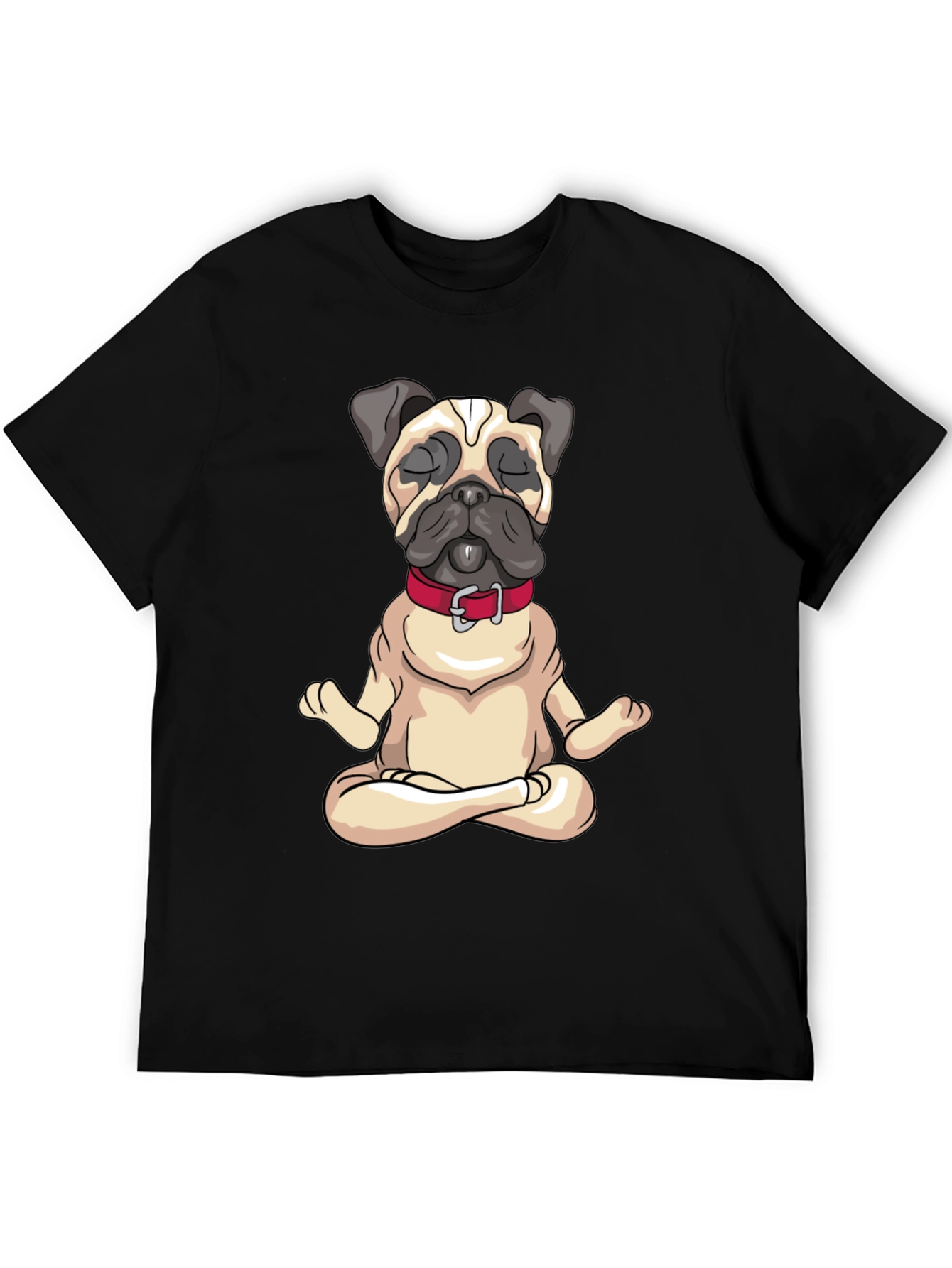 Zen Pug Black T-Shirt - Meditating Dog Graphic Tee