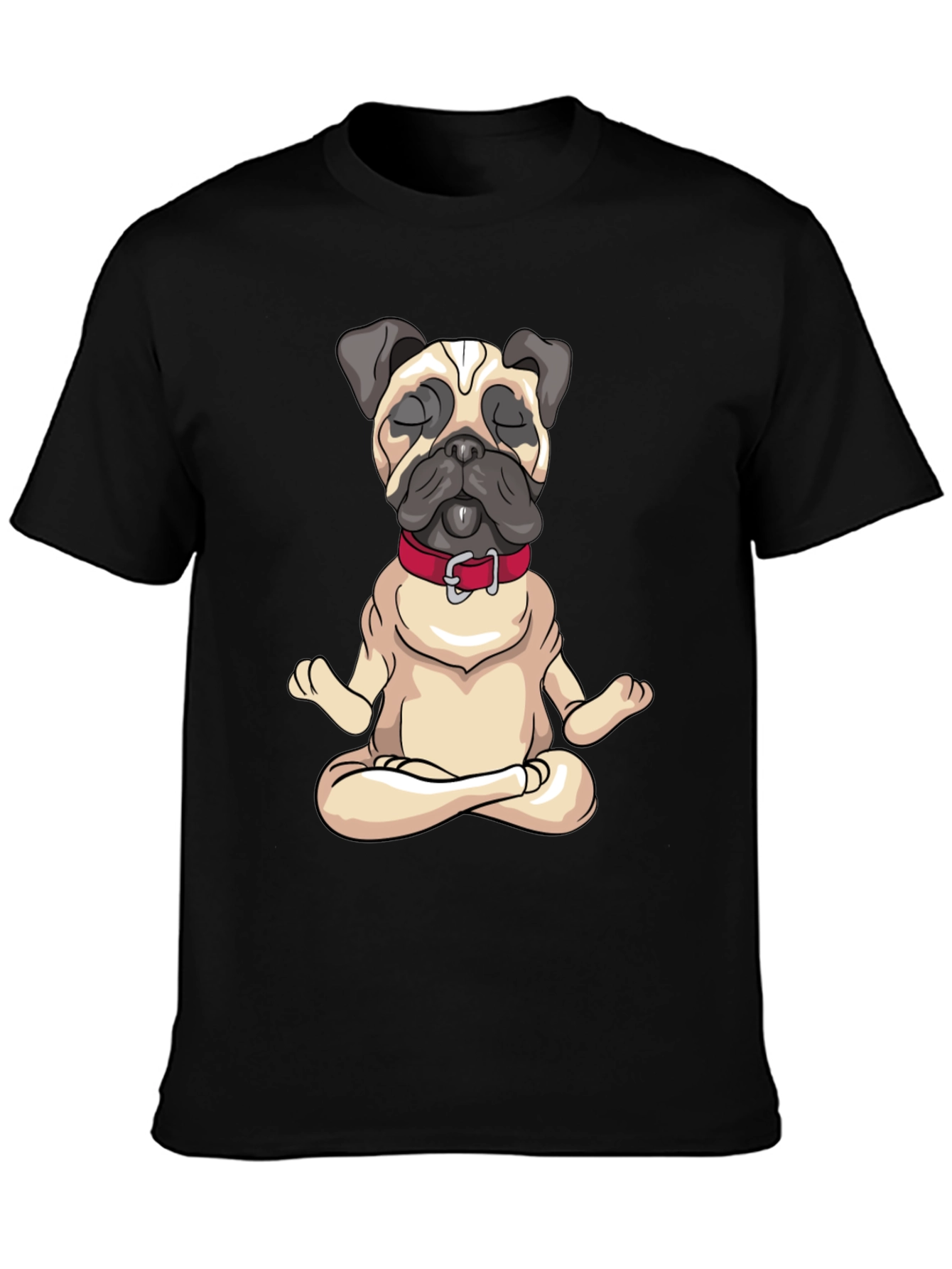 Zen Pug Black T-Shirt - Meditating Dog Graphic Tee
