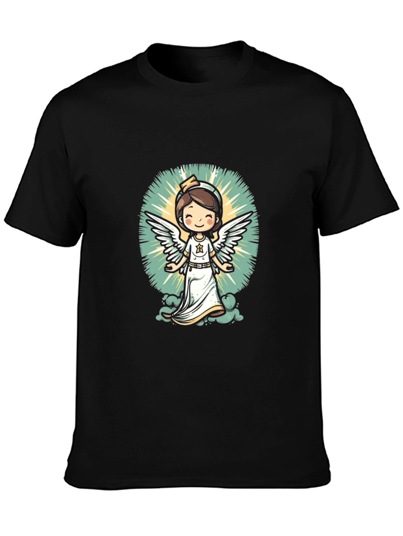 Angel Nurse Graphic Tee - Unisex Black T-Shirt