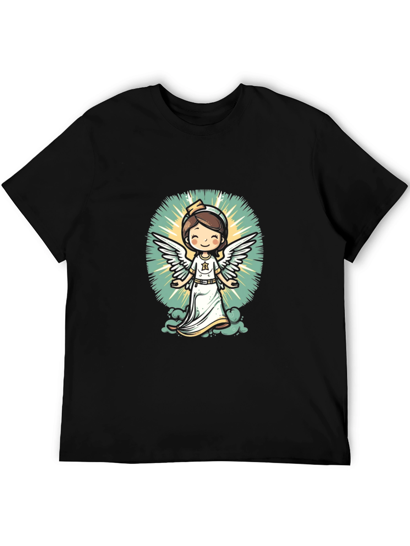 Angel Nurse Graphic Tee - Unisex Black T-Shirt