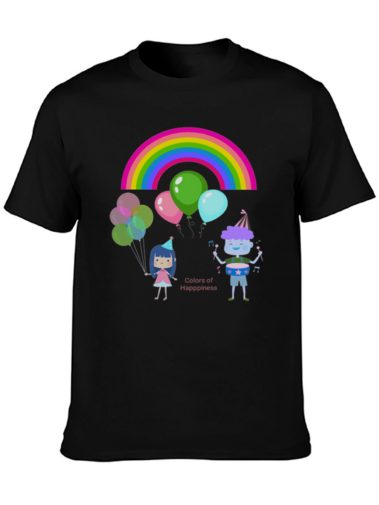 Colors of Happiness Graphic Tee - Black Cotton T-Shirt