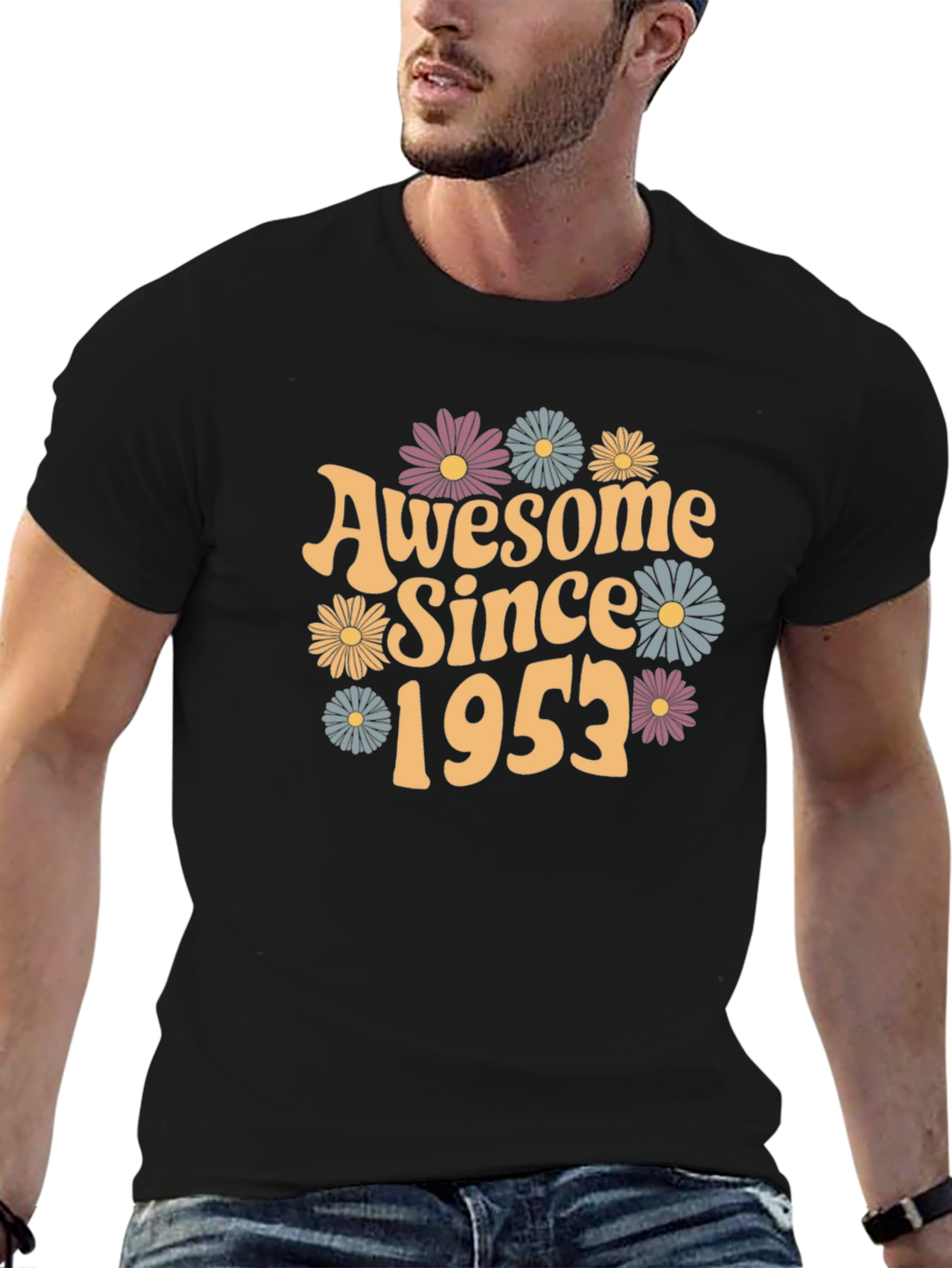 Awesome Since 1953 T-Shirt | Vintage Floral Graphic Tee | Birthday Gift Shirt | Retro Style Tee | Free Shipping $50+