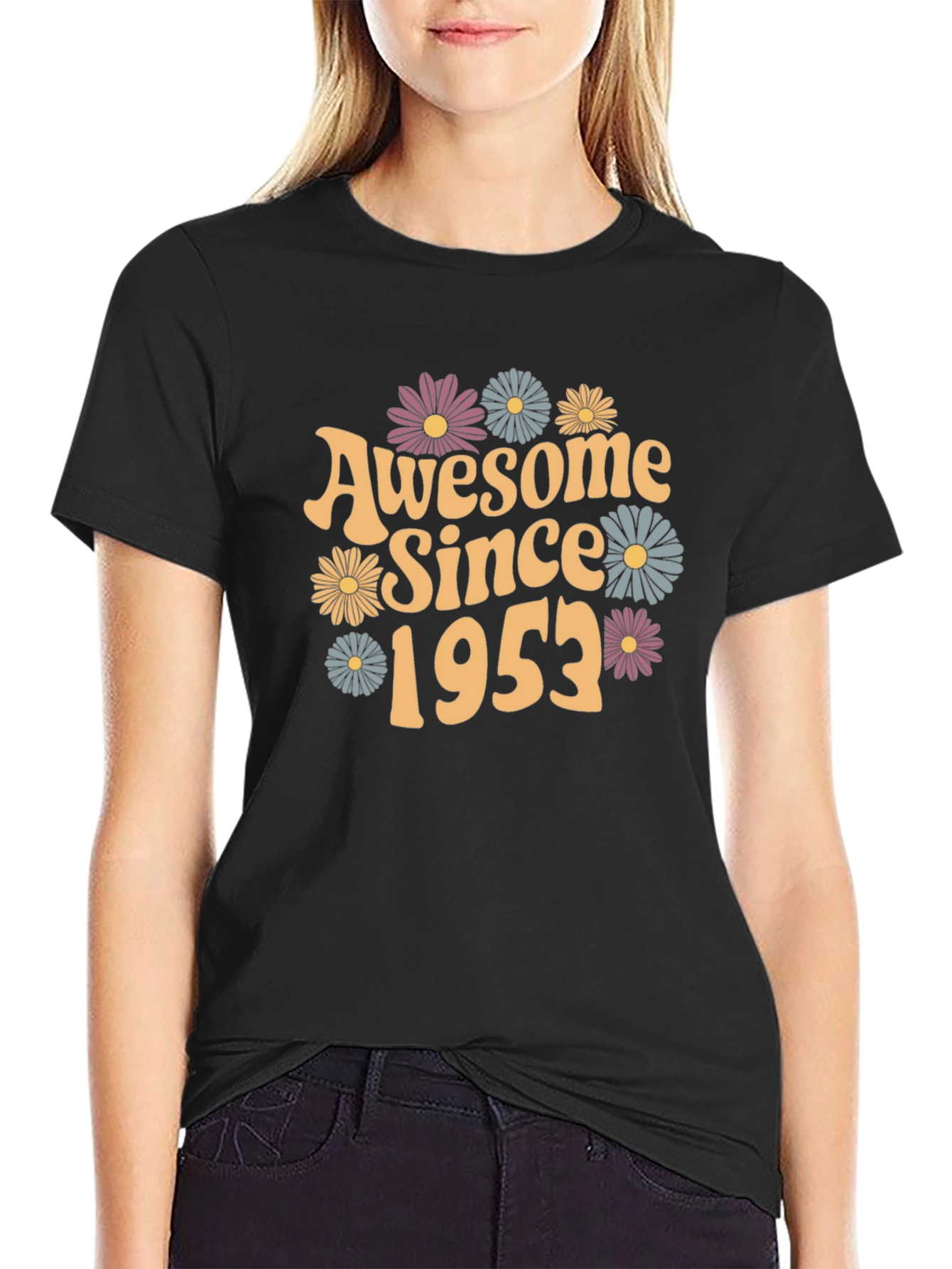 Awesome Since 1953 T-Shirt | Vintage Floral Graphic Tee | Birthday Gift Shirt | Retro Style Tee | Free Shipping $50+