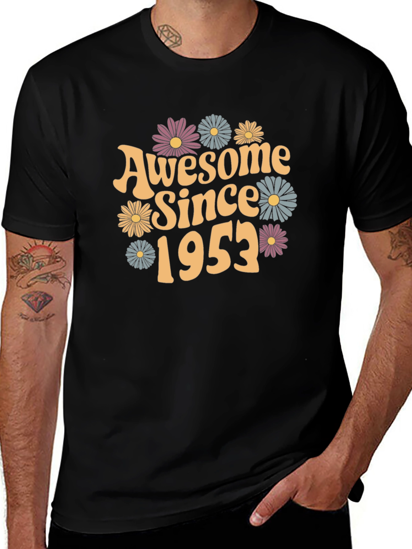 Awesome Since 1953 T-Shirt | Vintage Floral Graphic Tee | Birthday Gift Shirt | Retro Style Tee | Free Shipping $50+