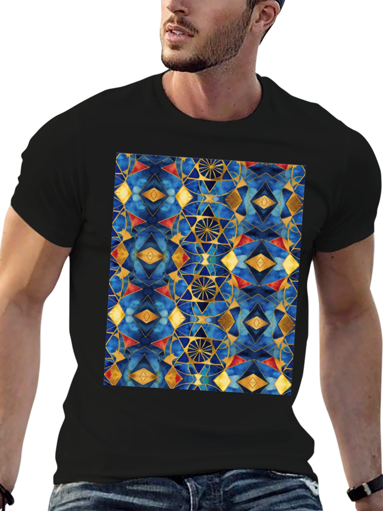Geometric Patterned T-Shirt - Stylish Mens Tee
