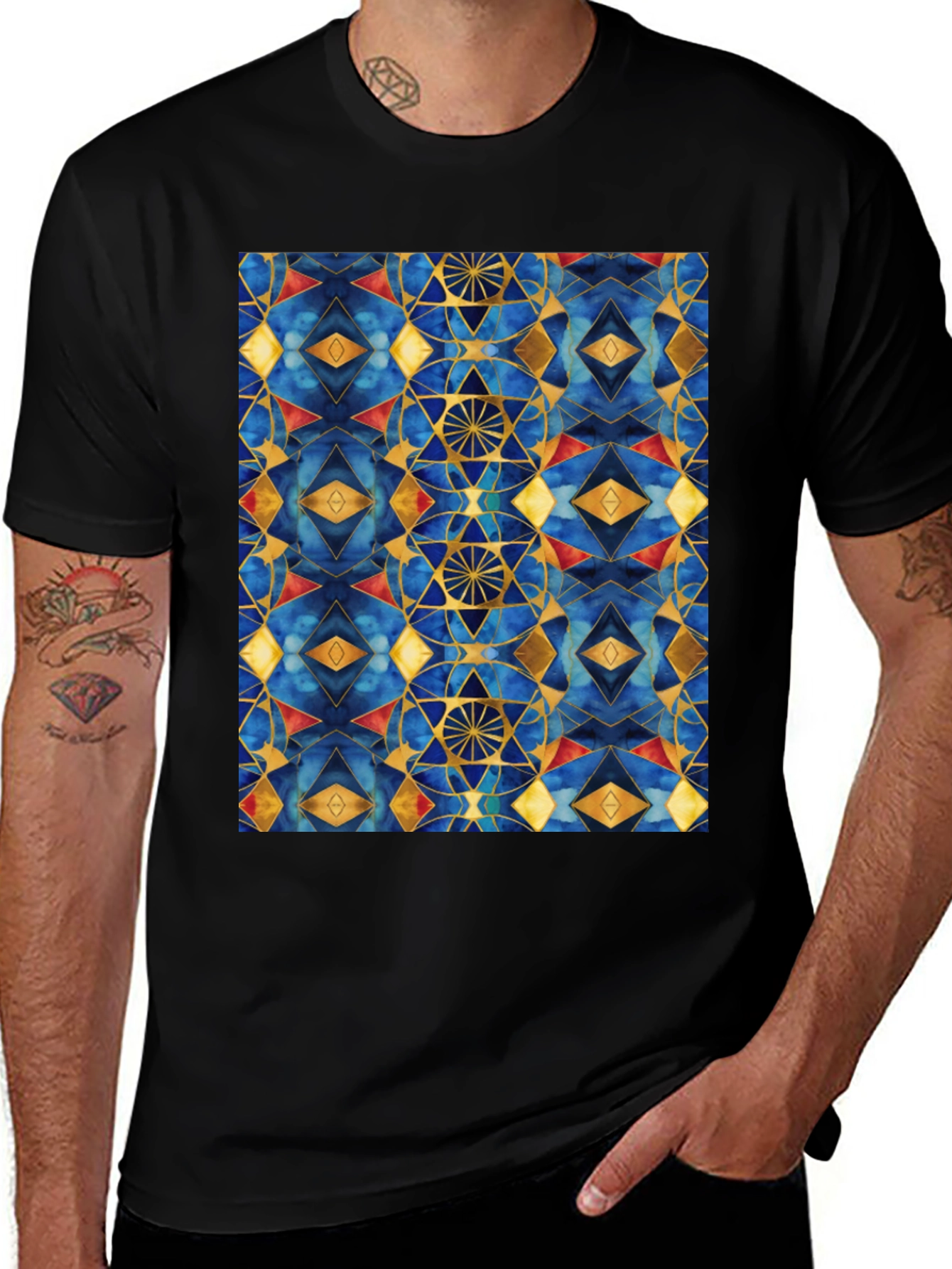 Geometric Patterned T-Shirt - Stylish Mens Tee