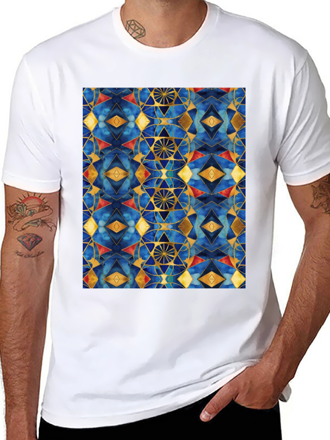 Geometric Patterned T-Shirt - Stylish Mens Tee