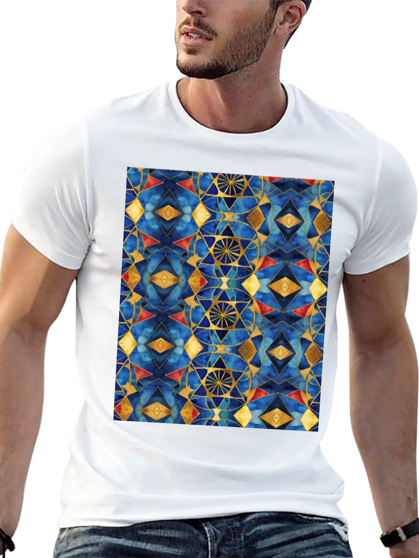 Geometric Patterned T-Shirt - Stylish Mens Tee