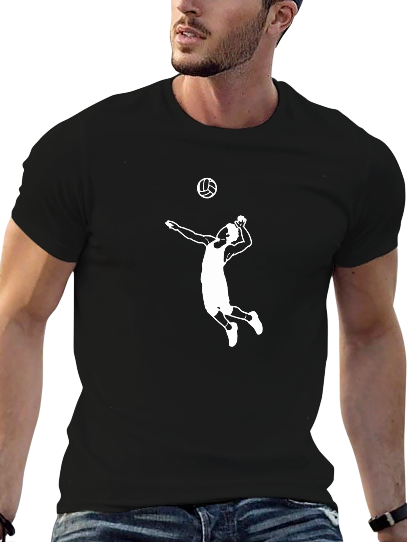 Volleyball Player Graphic Tee - Stylish Black T-Shirt