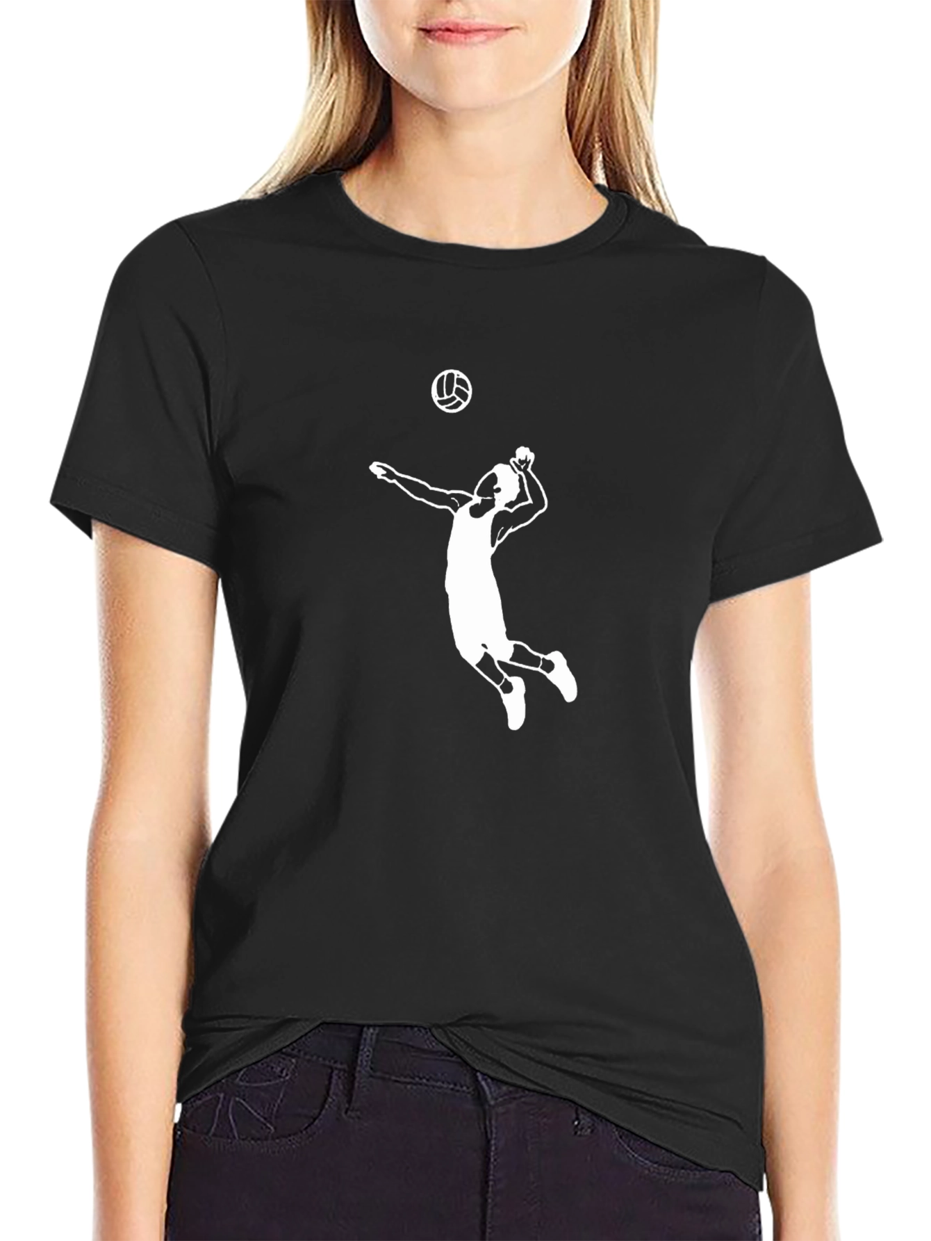 Volleyball Player Graphic Tee - Stylish Black T-Shirt