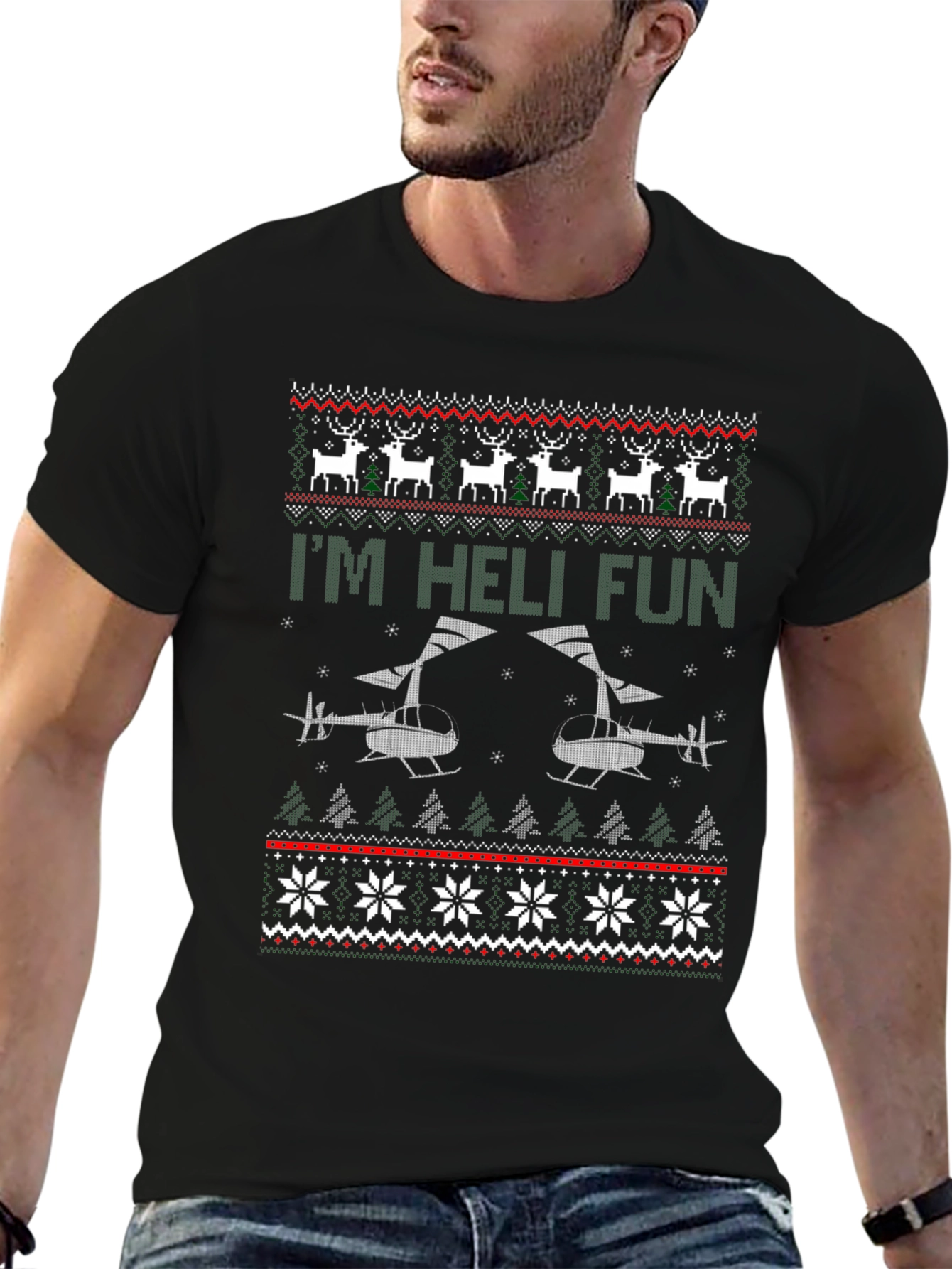Im Heli Fun Ugly Christmas Sweater T-Shirt