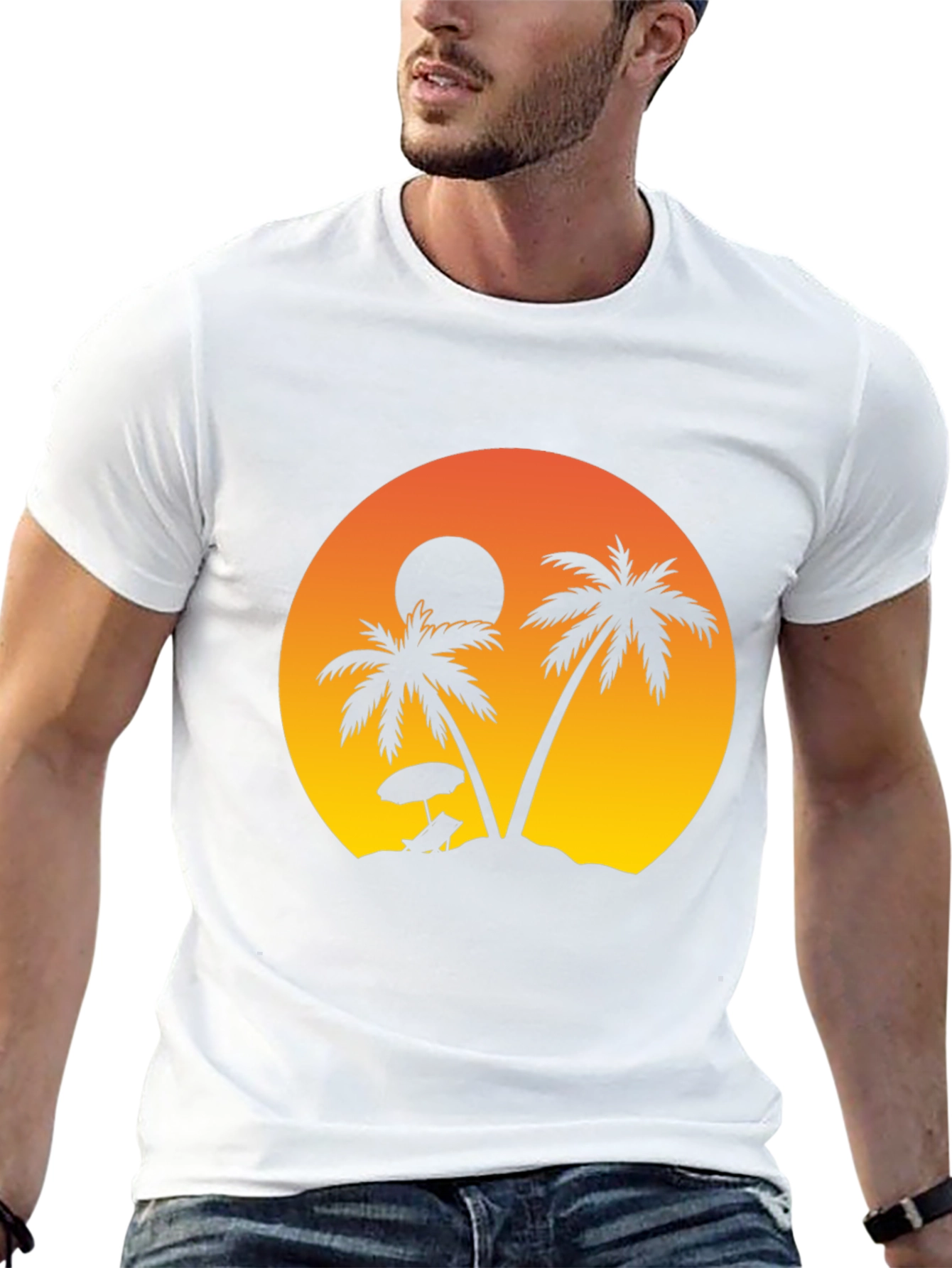 Sunset Beach Palm Tree T-Shirt