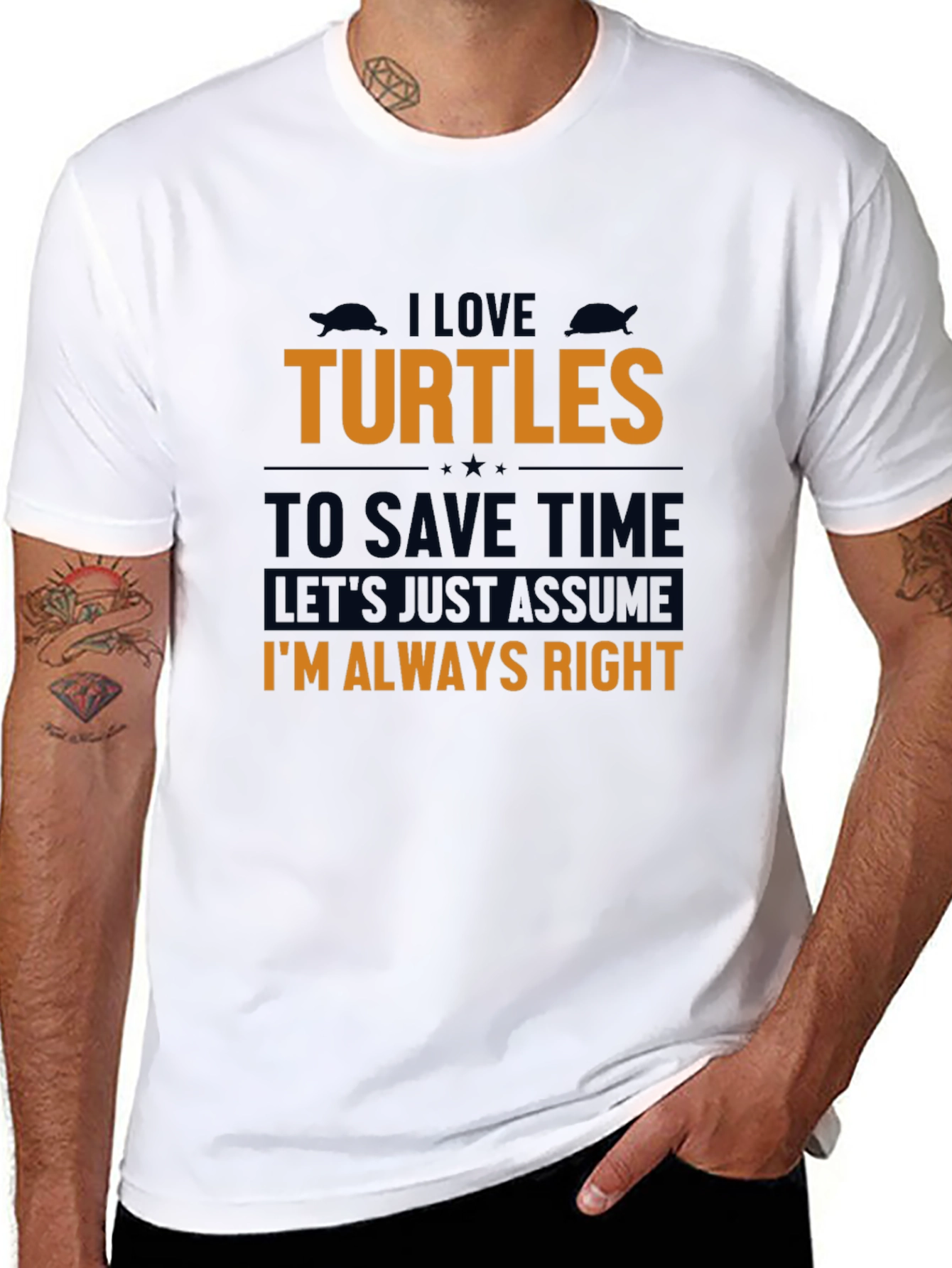 I Love Turtles Mens Black Graphic Tee