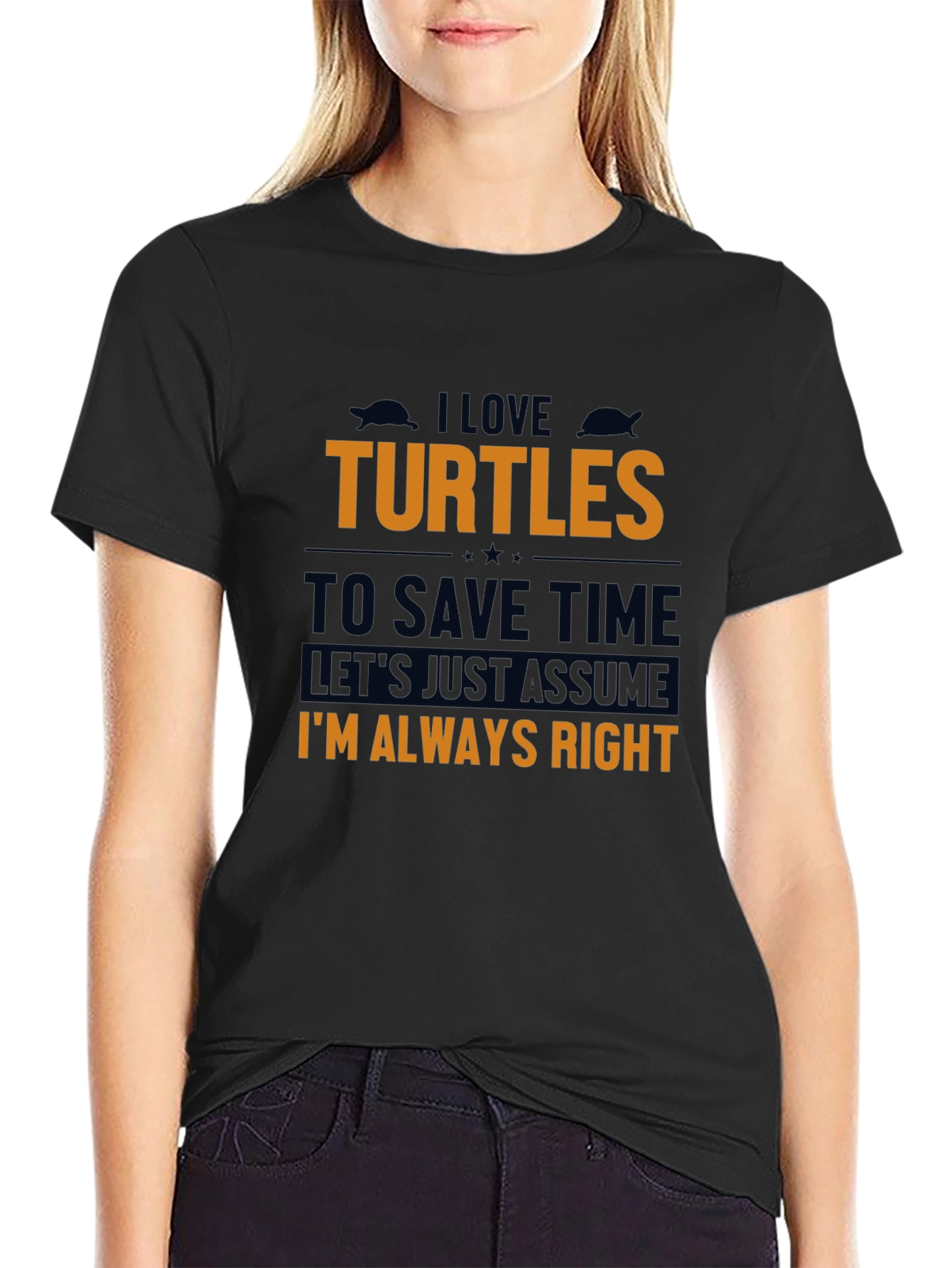 I Love Turtles Mens Black Graphic Tee