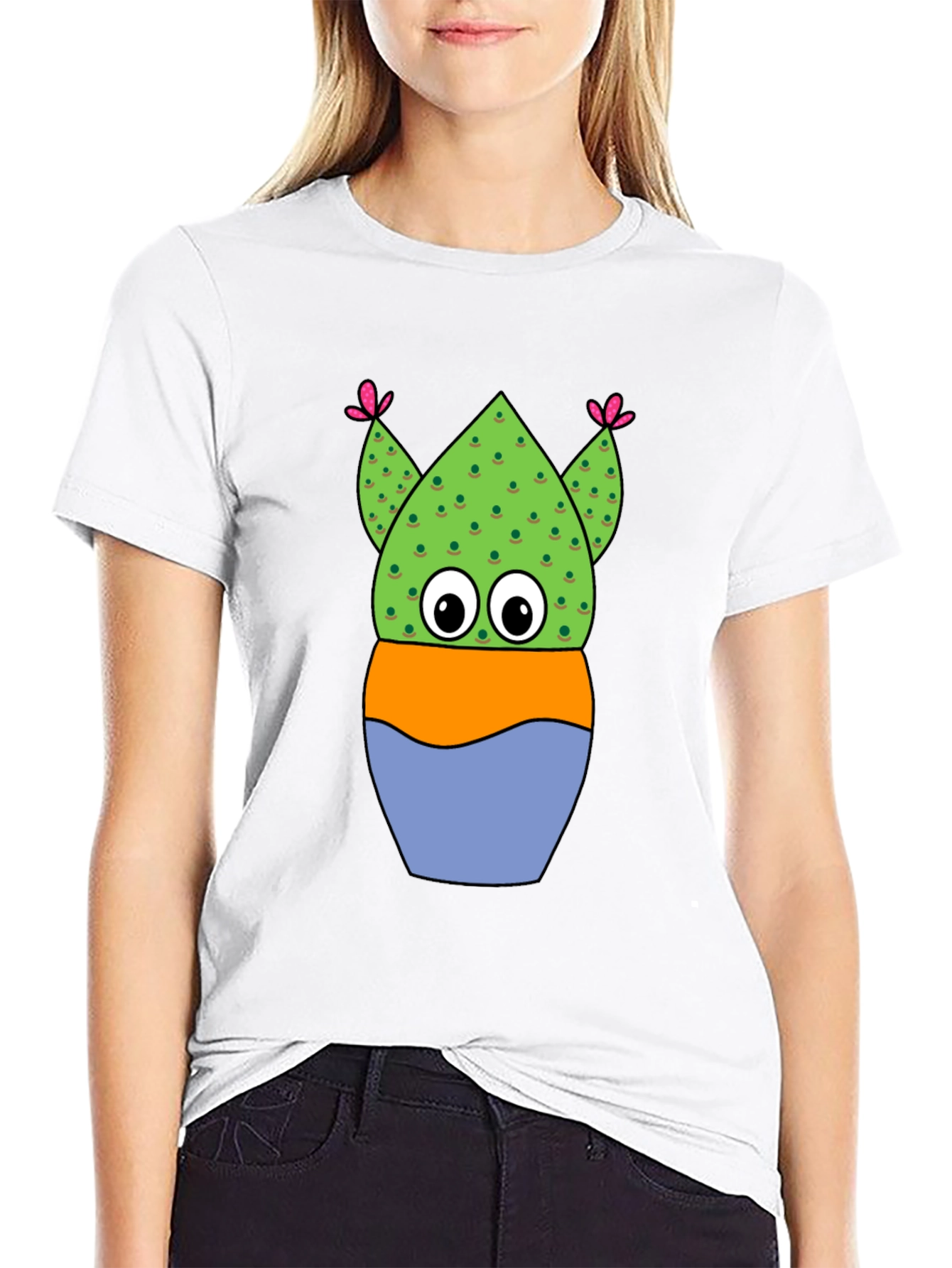 Cartoon Cactus Tee - Whimsical Plant Lover Shirt