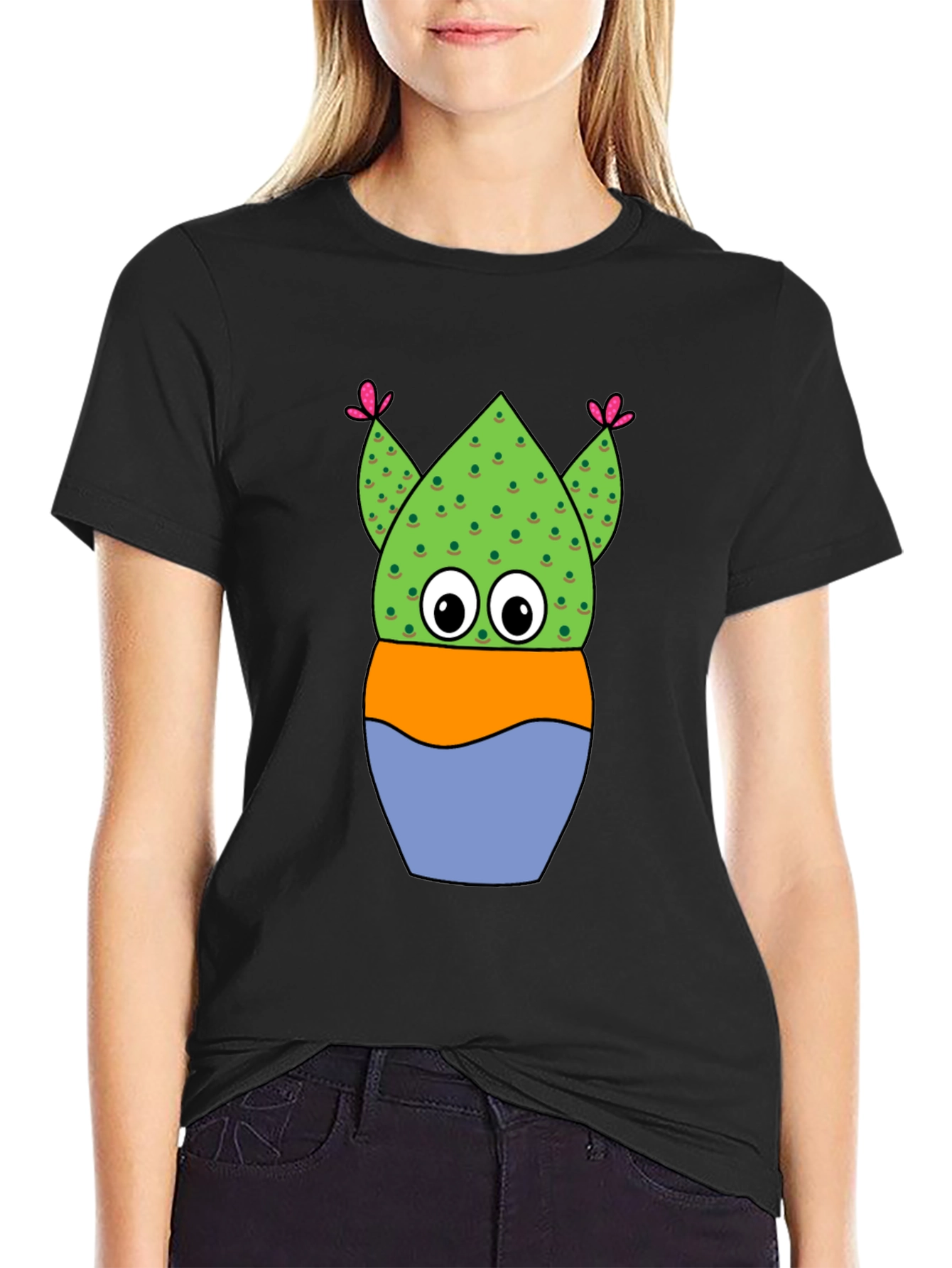 Cartoon Cactus Tee - Whimsical Plant Lover Shirt