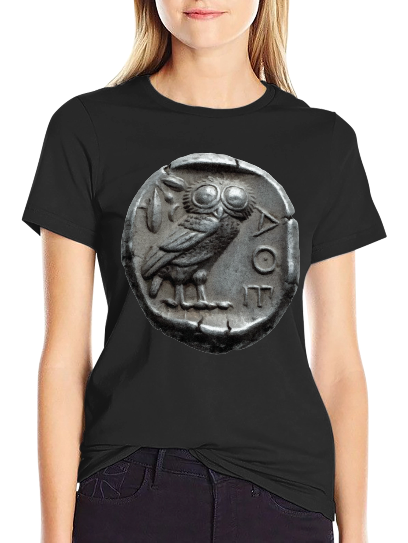 Ancient Owl Coin Graphic Tee - Athens Tetradrachm T-Shirt