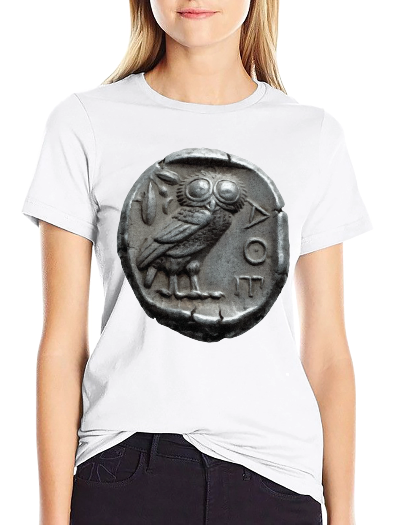 Ancient Owl Coin Graphic Tee - Athens Tetradrachm T-Shirt
