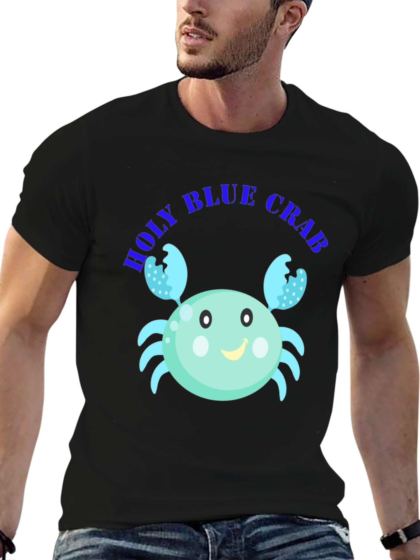 Holy Blue Crab Graphic Tee - Unisex Black T-Shirt