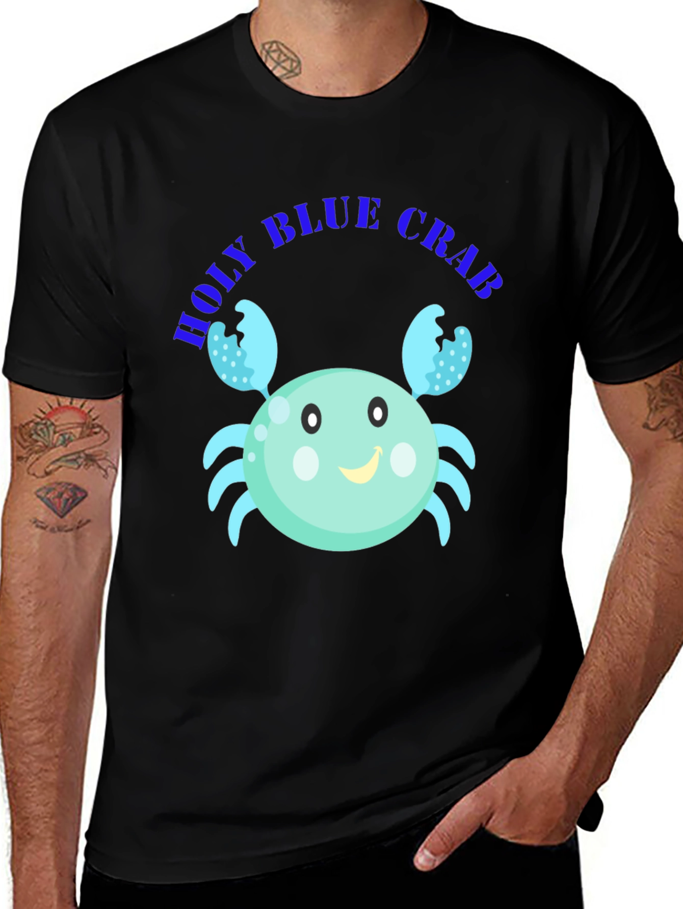 Holy Blue Crab Graphic Tee - Unisex Black T-Shirt