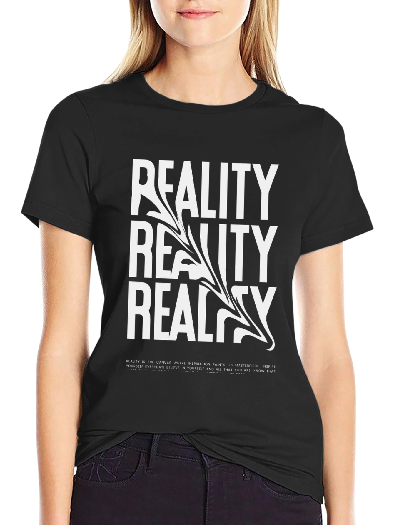 Reality Graphic Print Black T-Shirt
