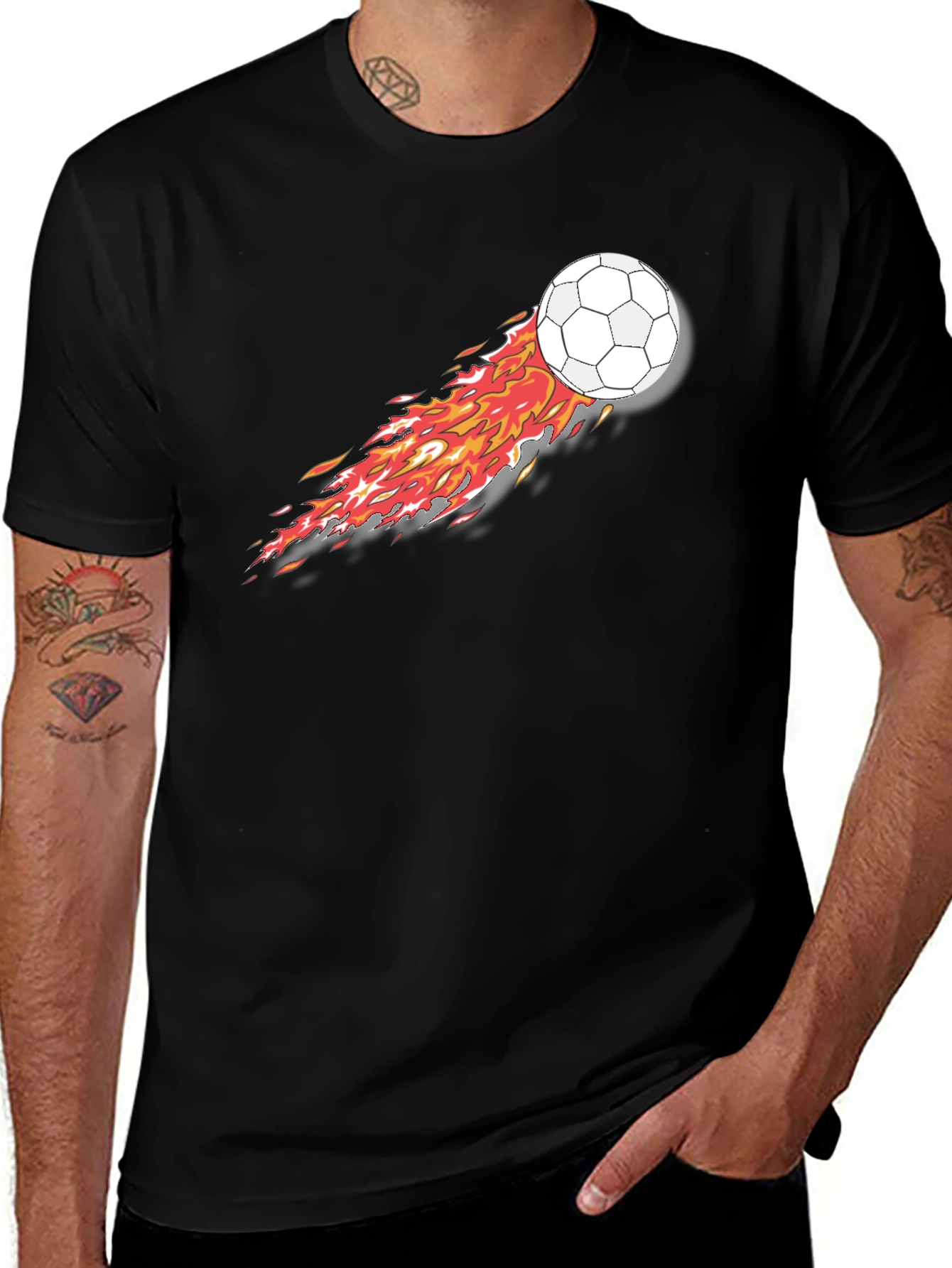 Flaming Soccer Ball Graphic Tee