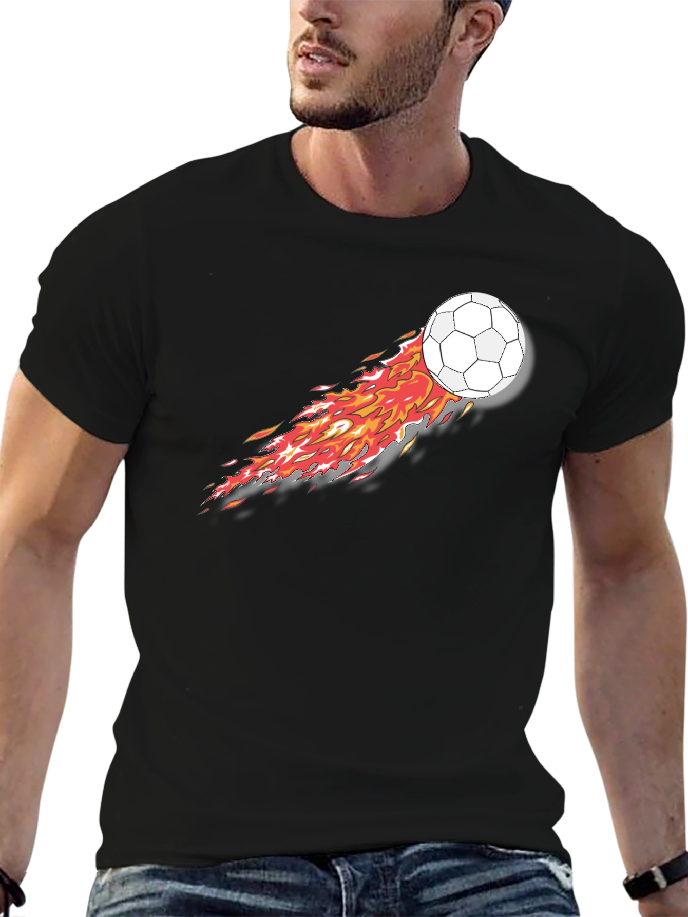 Flaming Soccer Ball Graphic Tee