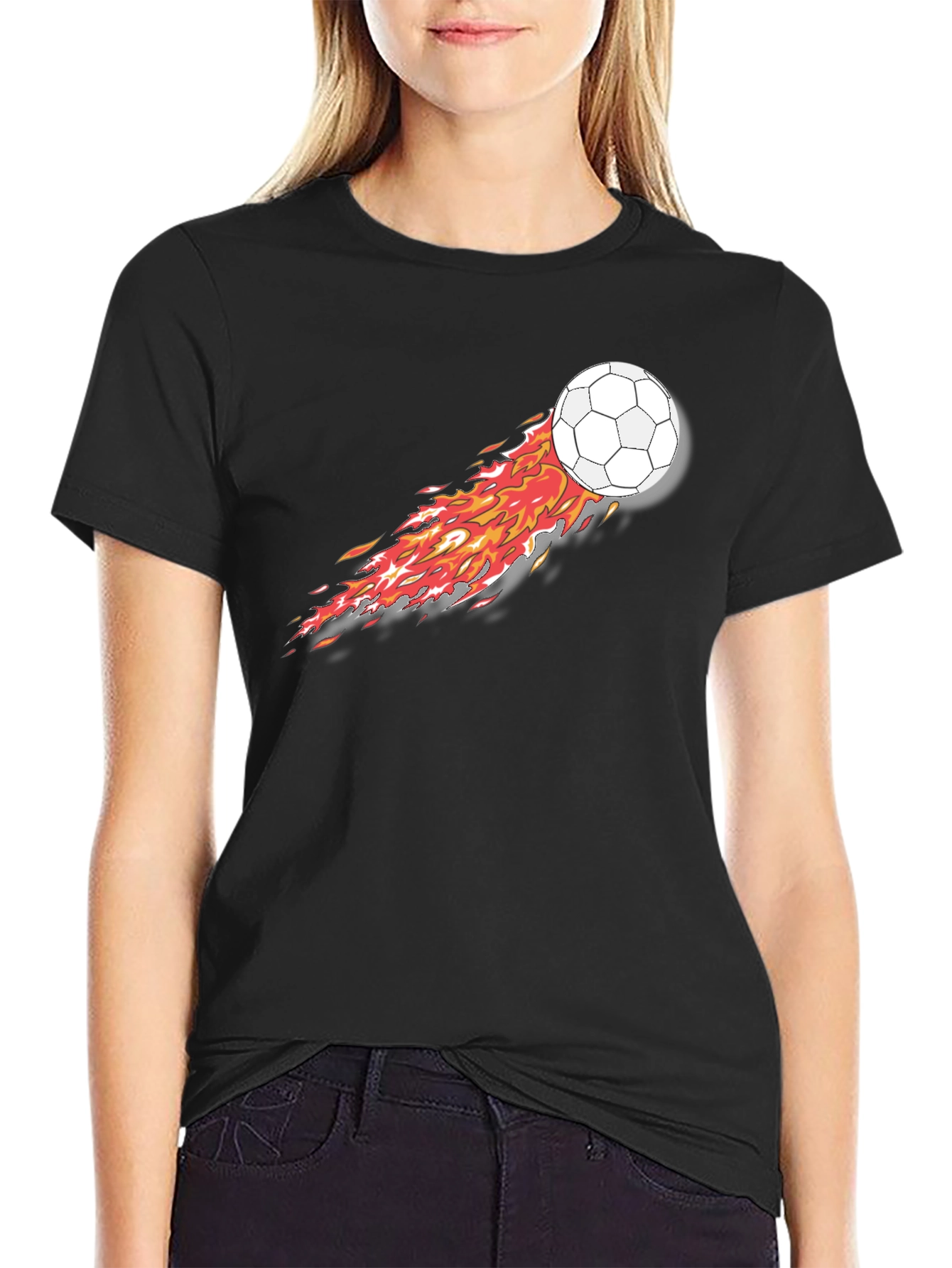 Flaming Soccer Ball Graphic Tee