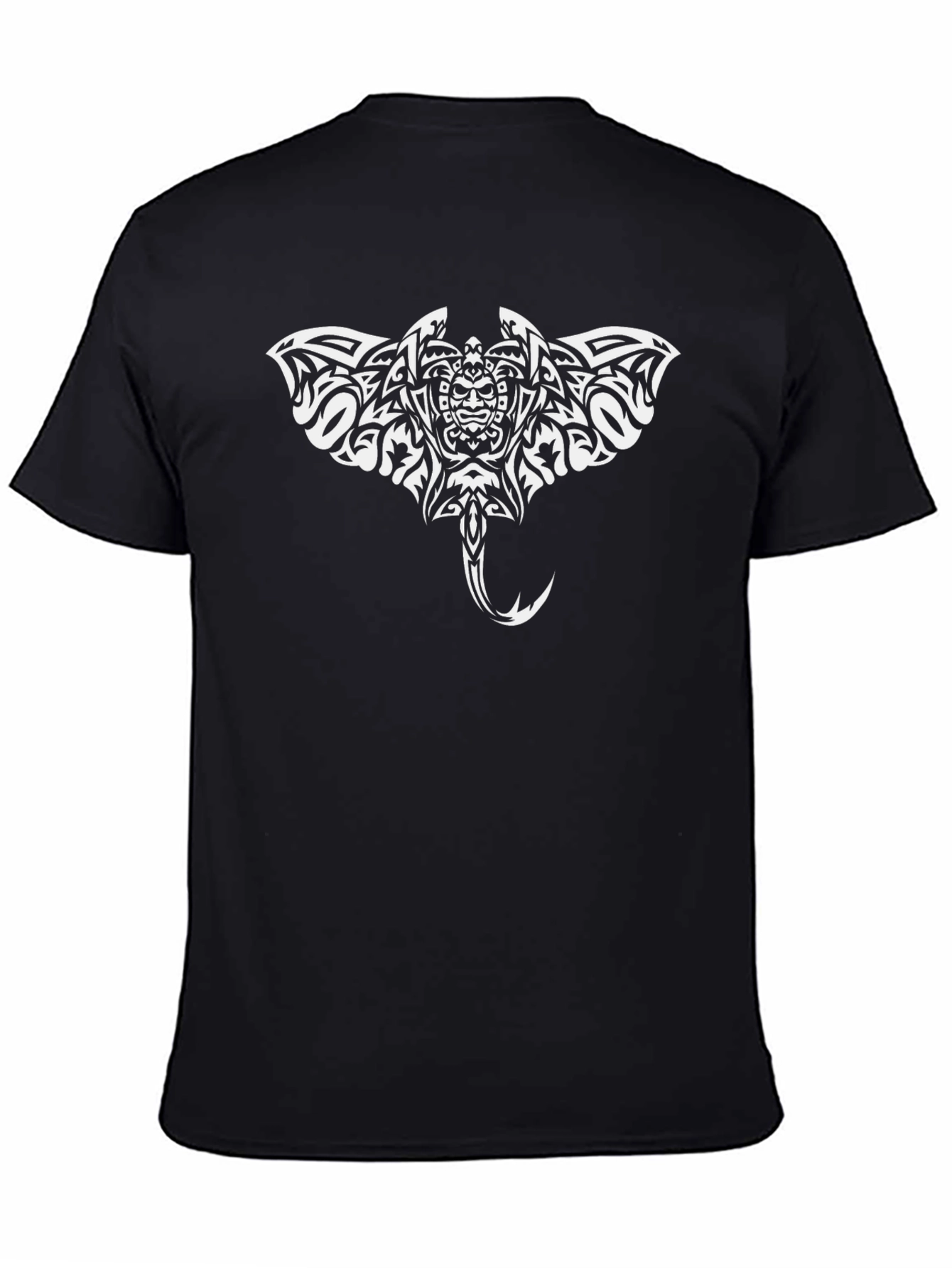 Tribal Stingray Graphic Tee - Black Cotton Comfort