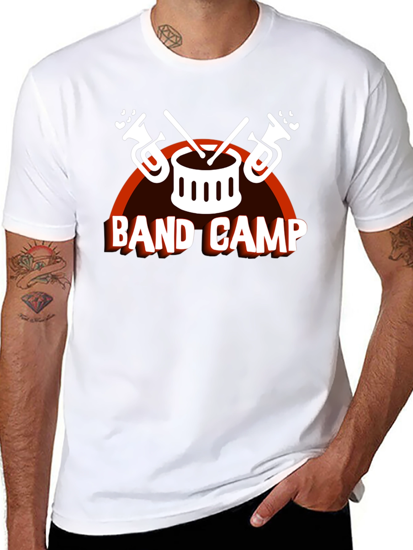 Band Camp Music T-Shirt - Drum & Trumpet Design
