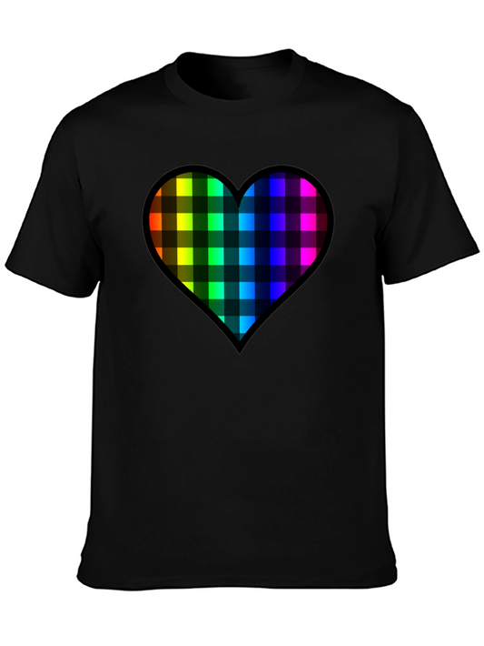 Rainbow Plaid Heart Tee - Love & Pride