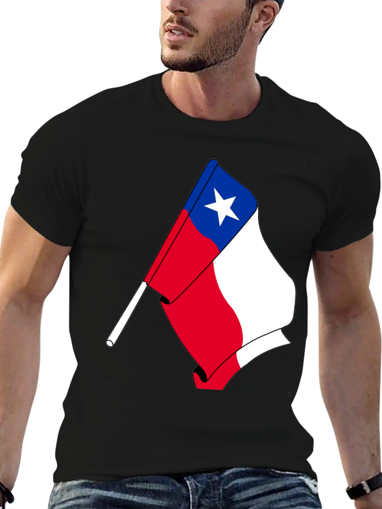 Chile Flag T-Shirt - Black Cotton Tee