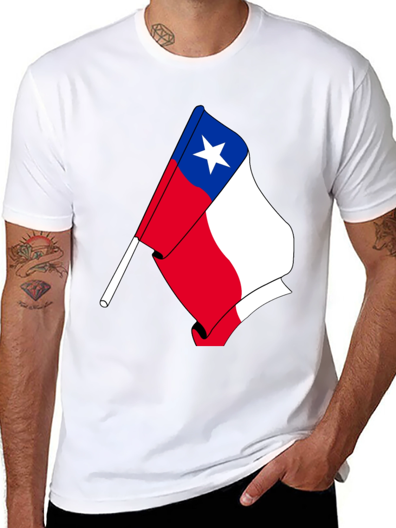 Chile Flag T-Shirt - Black Cotton Tee