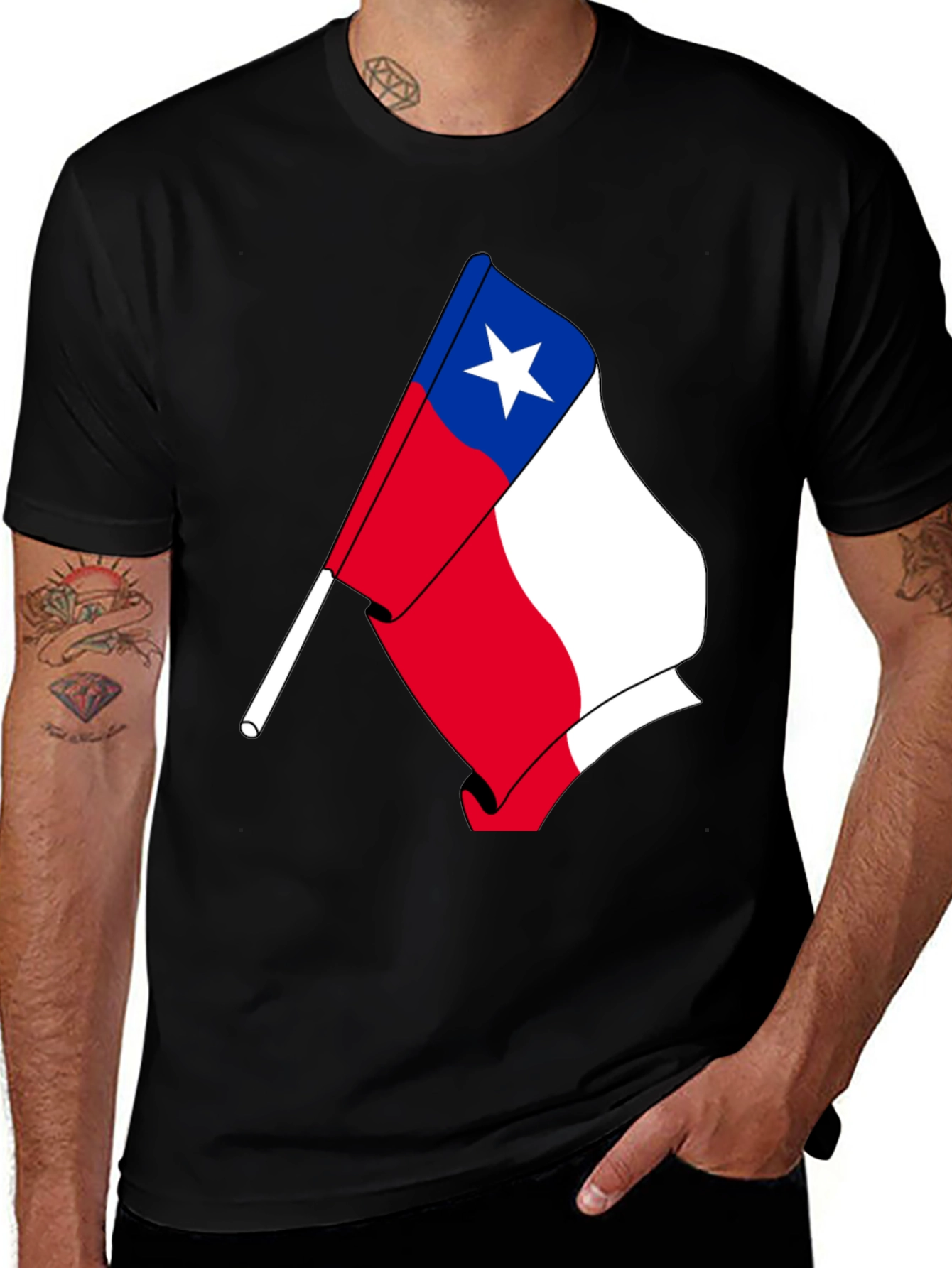 Chile Flag T-Shirt - Black Cotton Tee