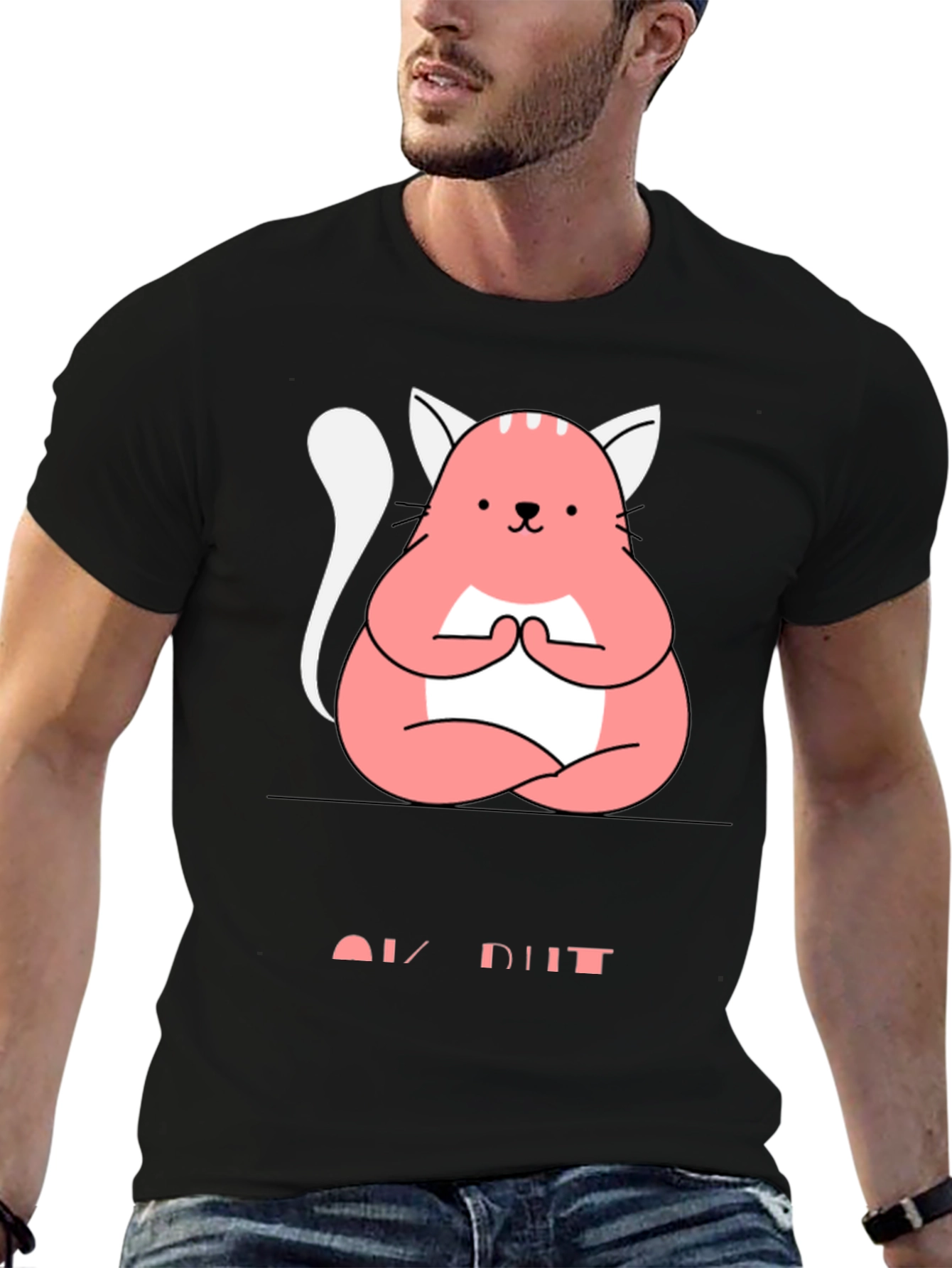 Meditating Cat Graphic Tee - Zen Style Comfort