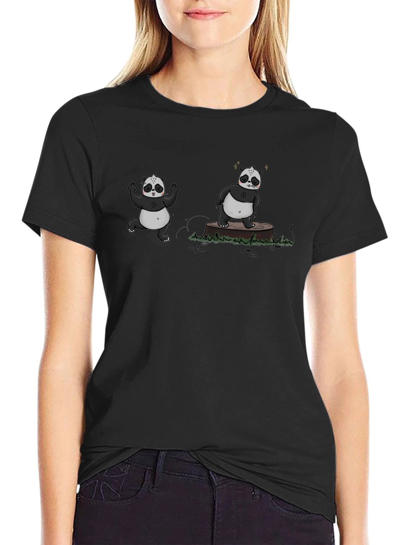 Cool Panda Graphic Black T-Shirt