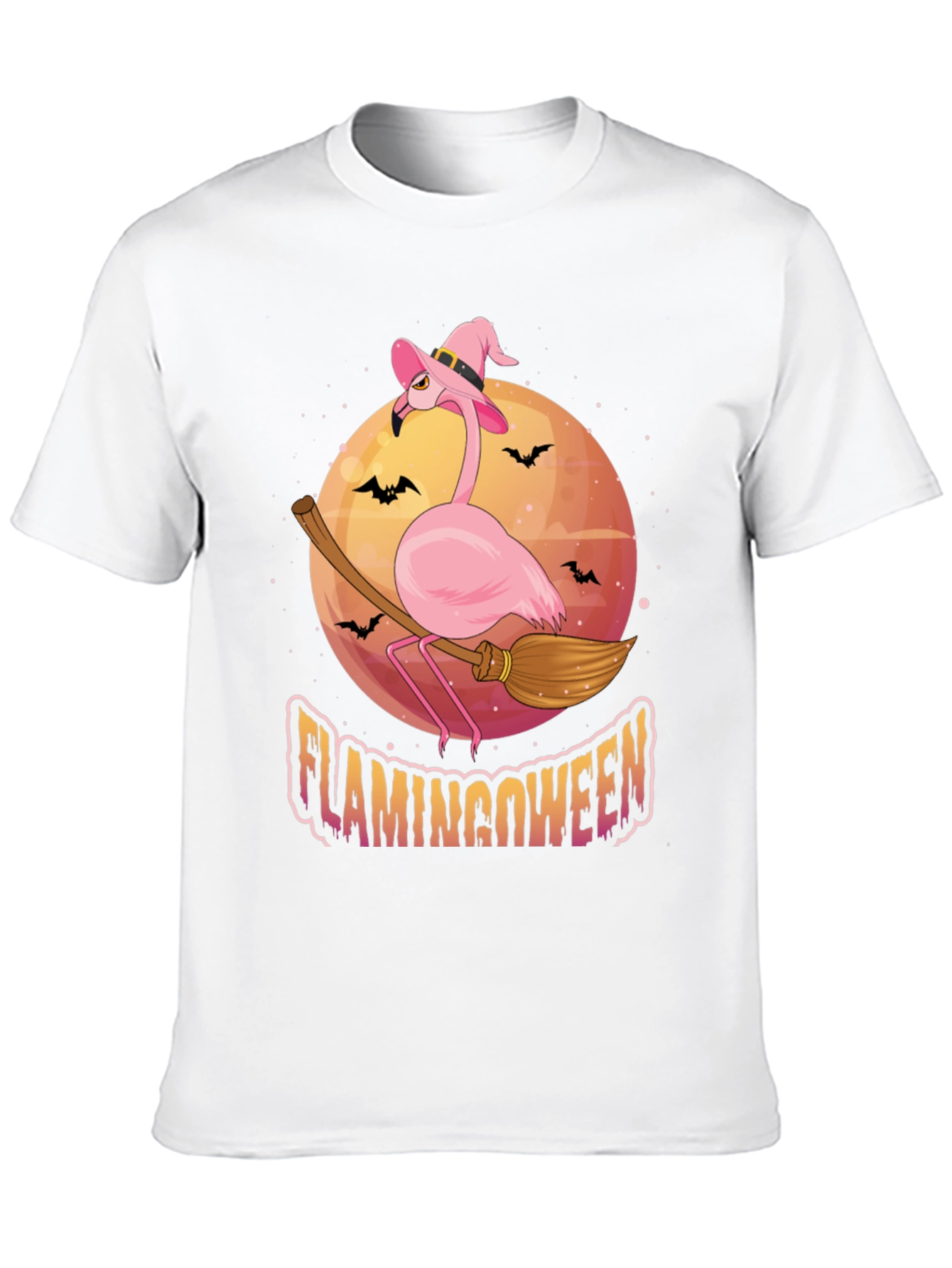 Flamingoween Halloween T-Shirt - Pink Flamingo Witch Tee