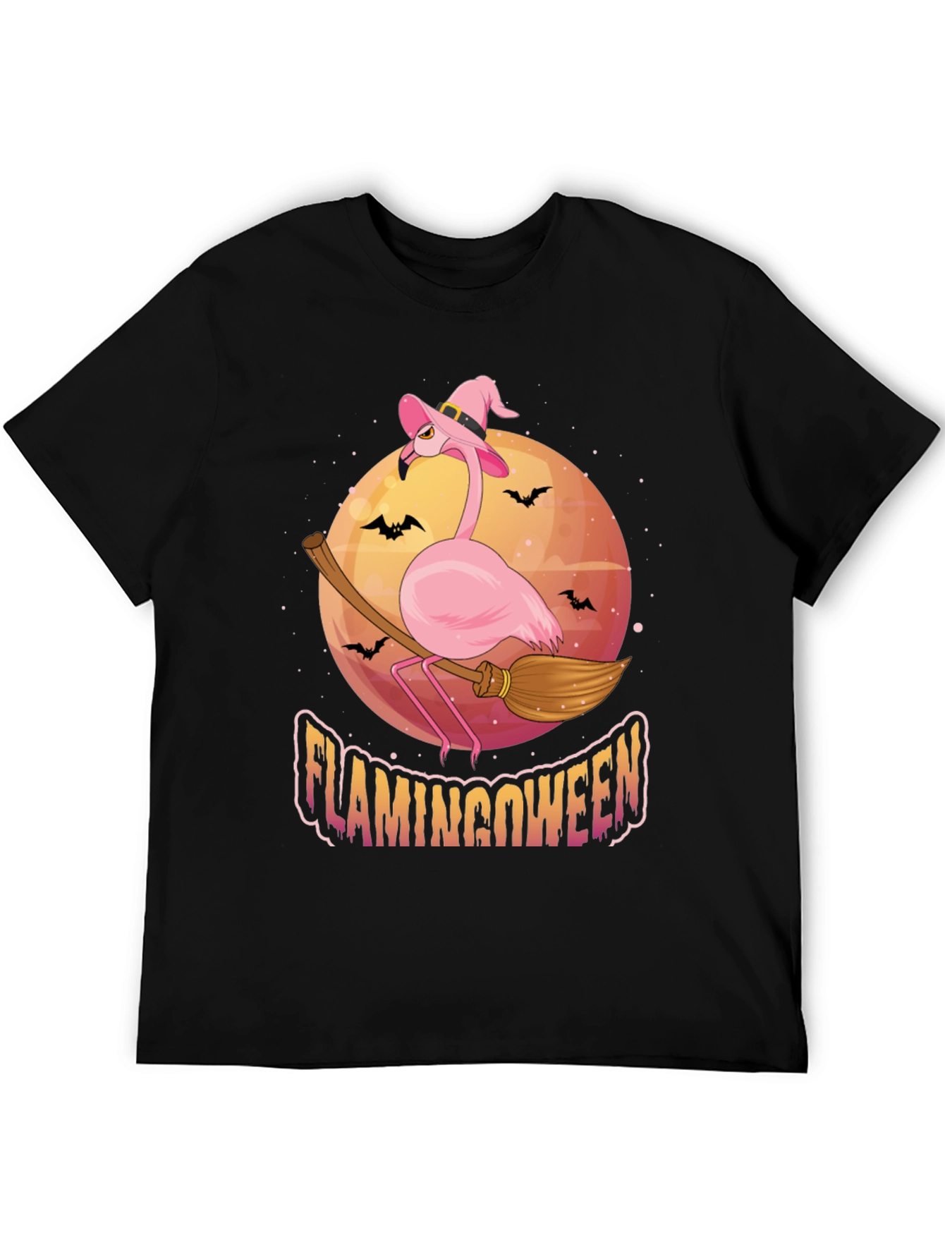 Flamingoween Halloween T-Shirt - Pink Flamingo Witch Tee