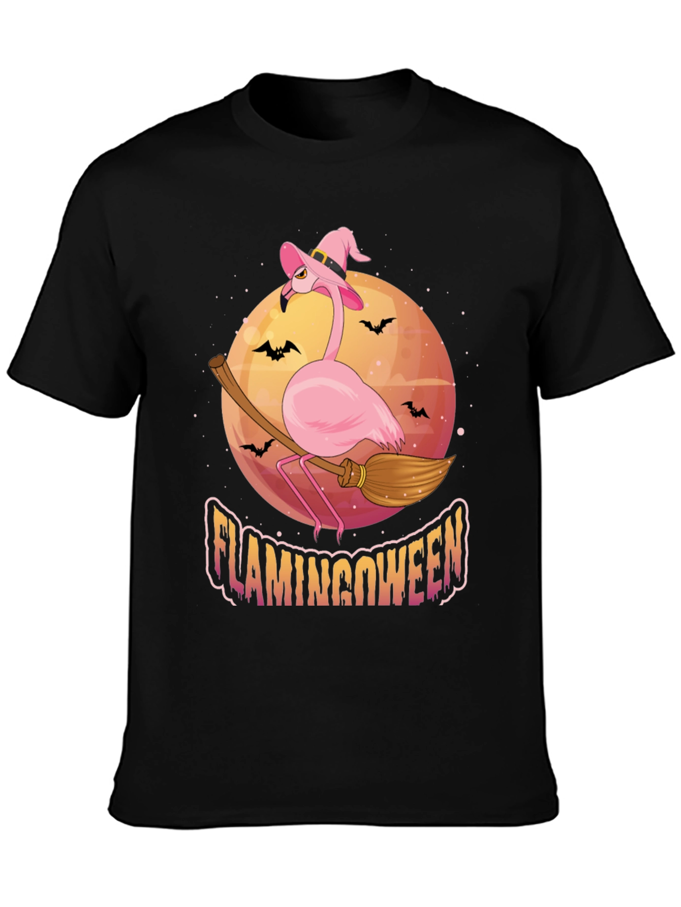 Flamingoween Halloween T-Shirt - Pink Flamingo Witch Tee