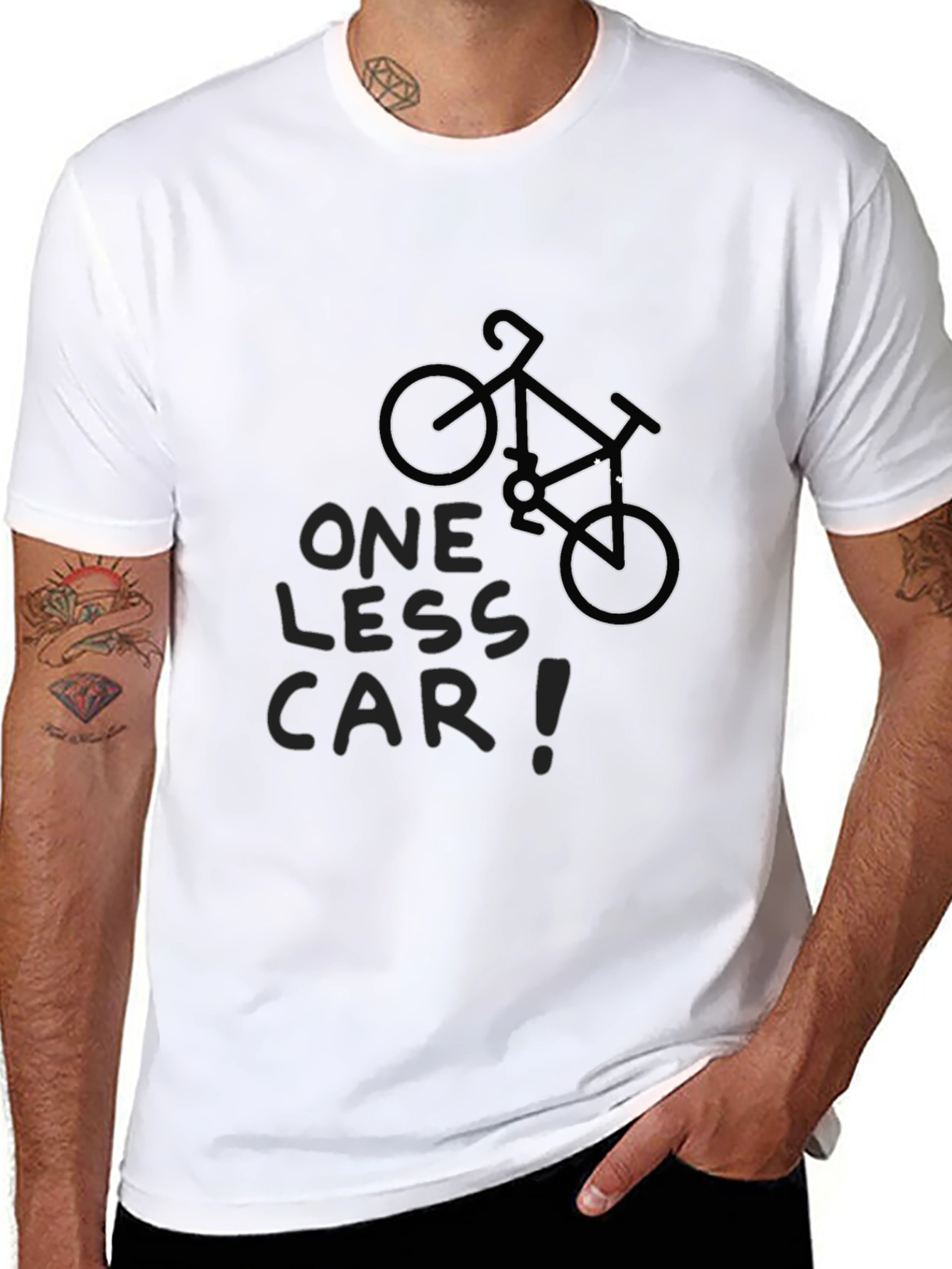 One Less Car Bicycle T-Shirt - Eco-Friendly Fashion