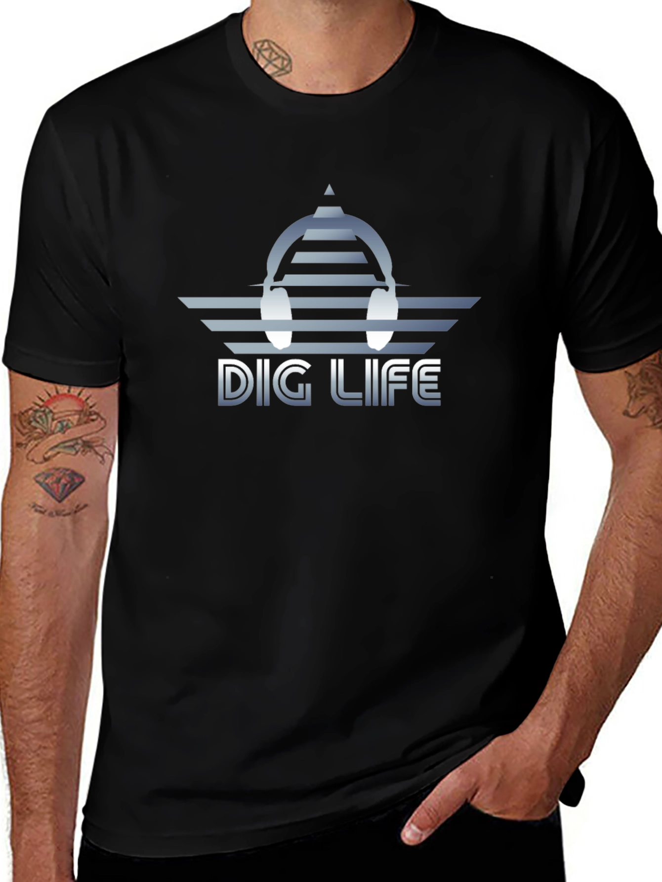 Dig Life Headphones T-Shirt - Cool Graphic Tee
