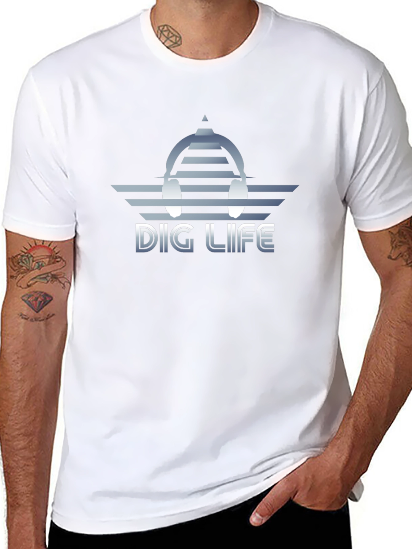 Dig Life Headphones T-Shirt - Cool Graphic Tee