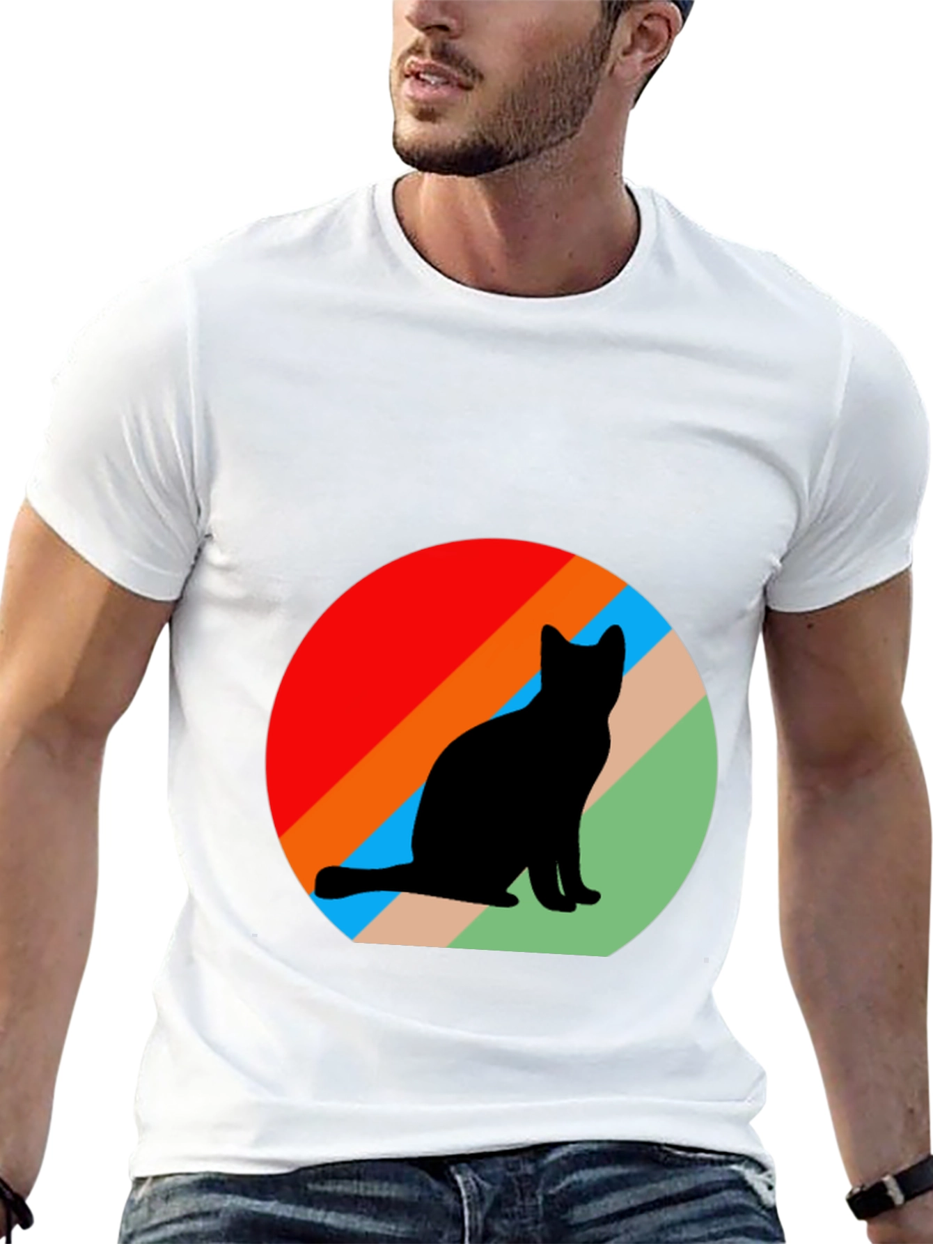 Retro Cat Silhouette Graphic Tee