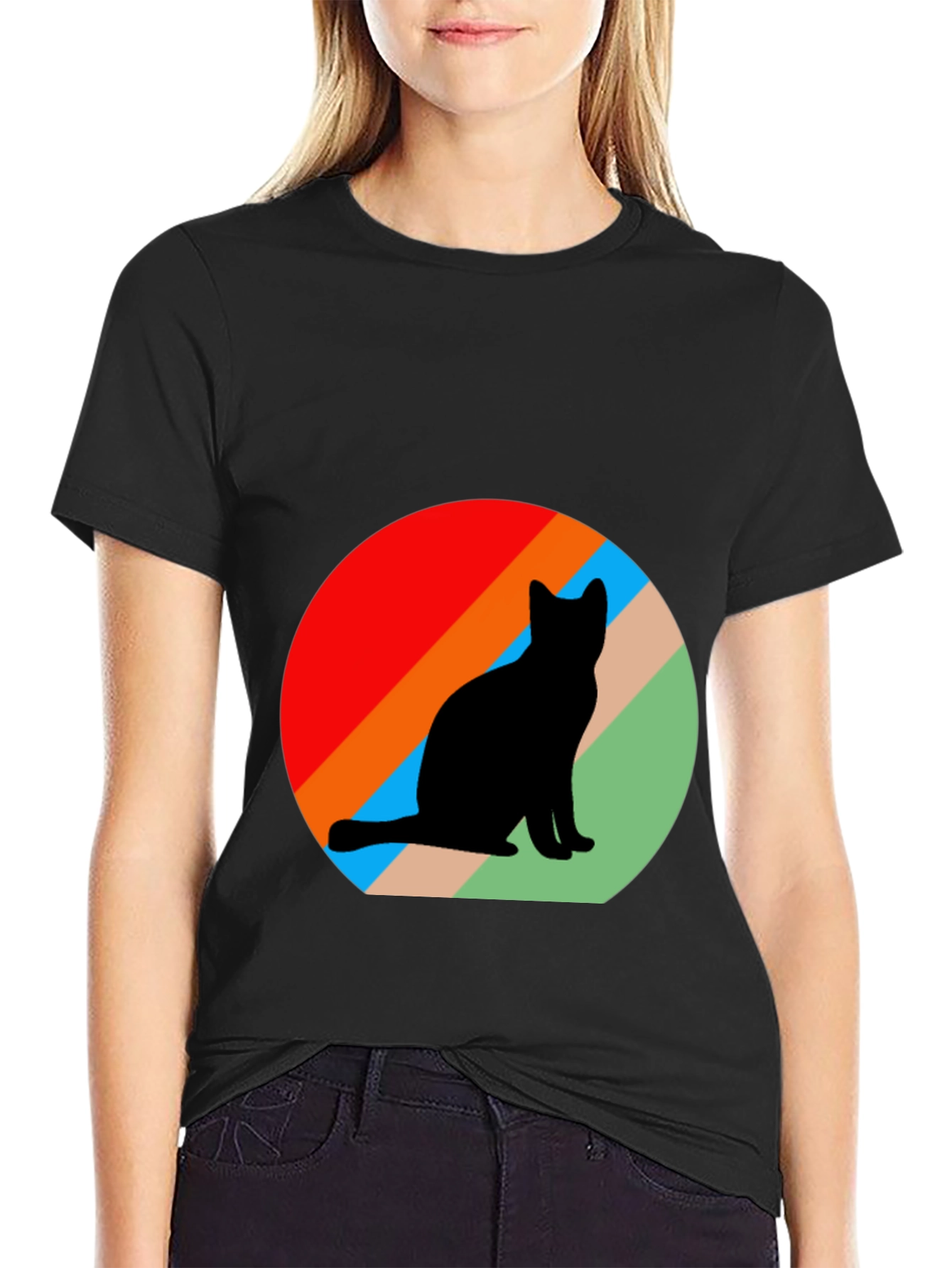 Retro Cat Silhouette Graphic Tee