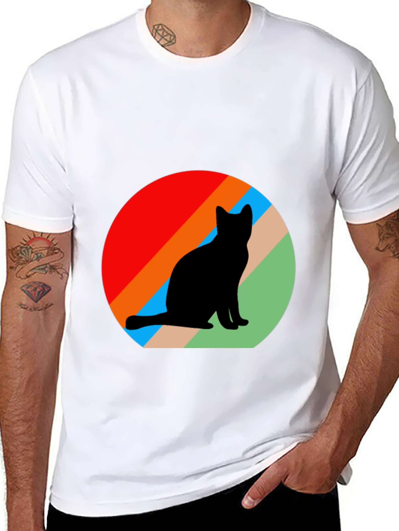 Retro Cat Silhouette Graphic Tee