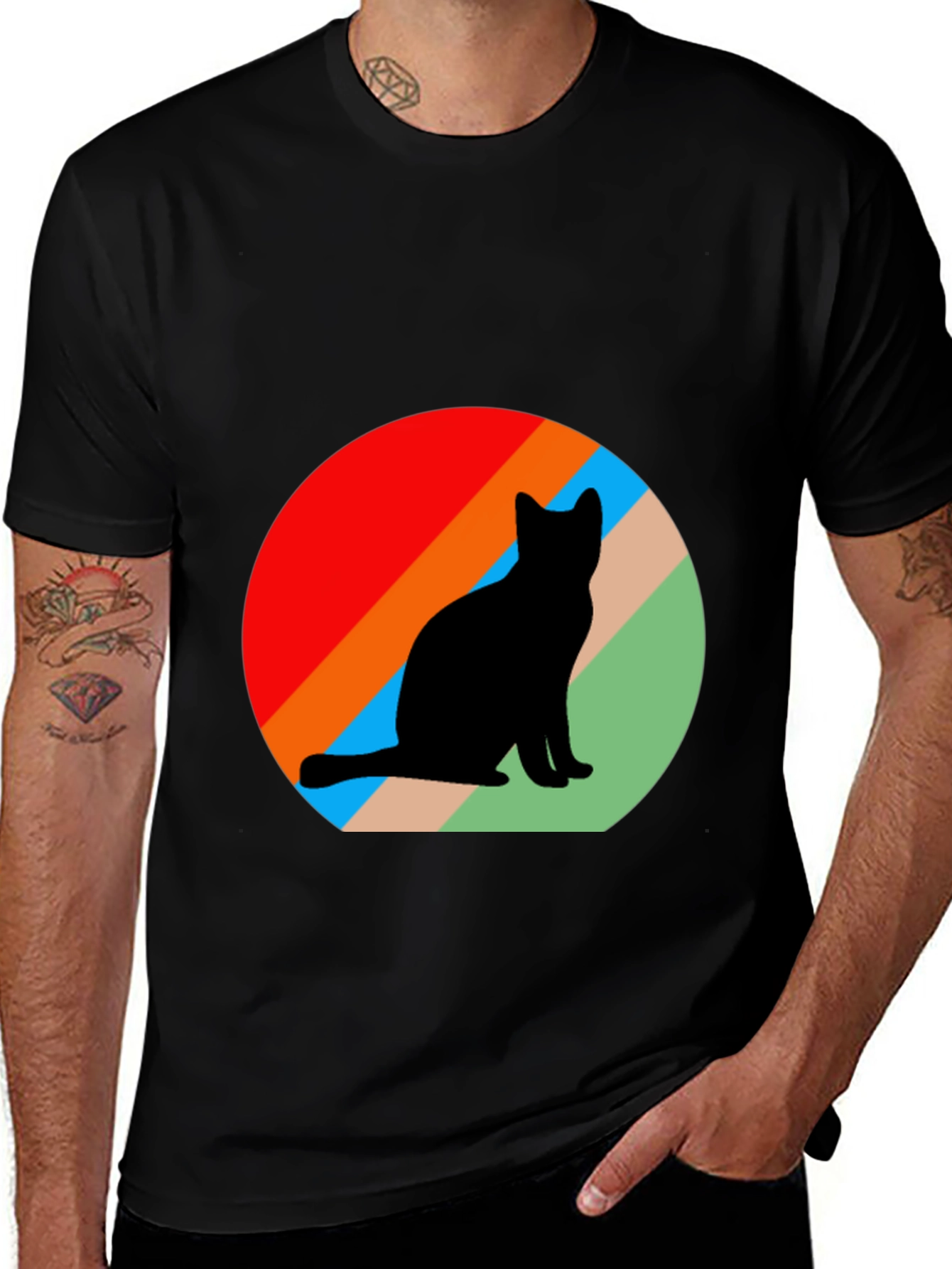 Retro Cat Silhouette Graphic Tee