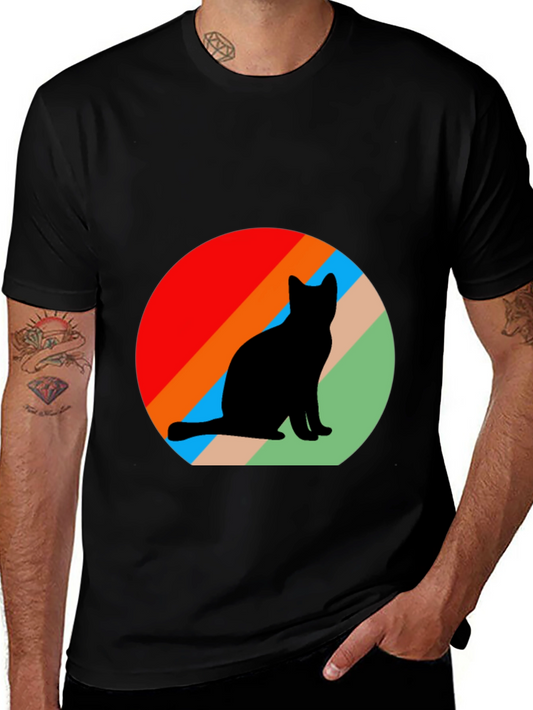Retro Cat Silhouette Graphic Tee