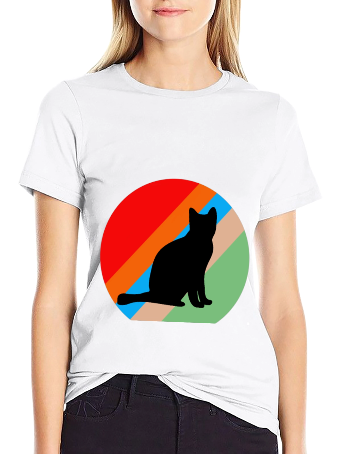 Retro Cat Silhouette Graphic Tee